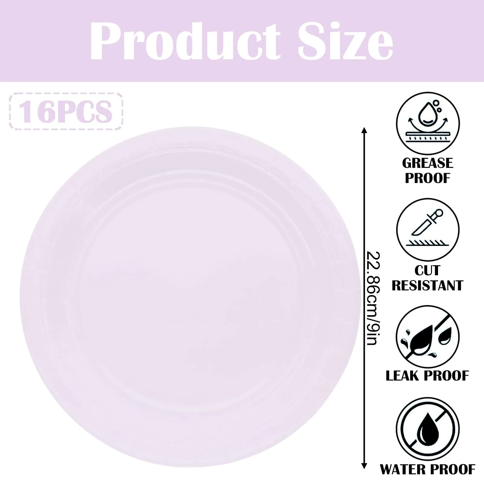 MOMAHUA Piatti di Carta Lilla, 23cm, Set da 16 pezzi - immagine 2