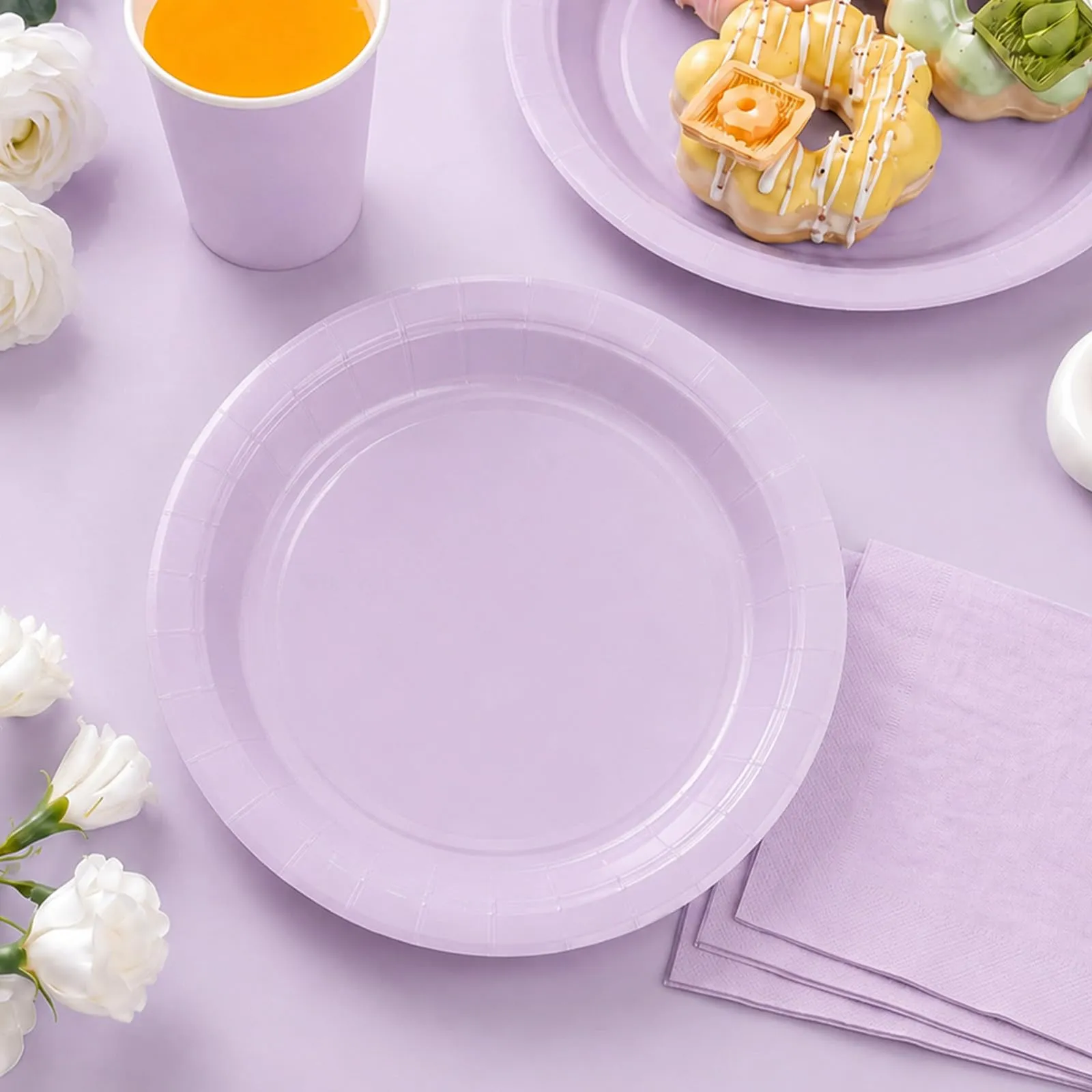 MOMAHUA Piatti di Carta Lilla, 23cm, Set da 16 pezzi - immagine 3