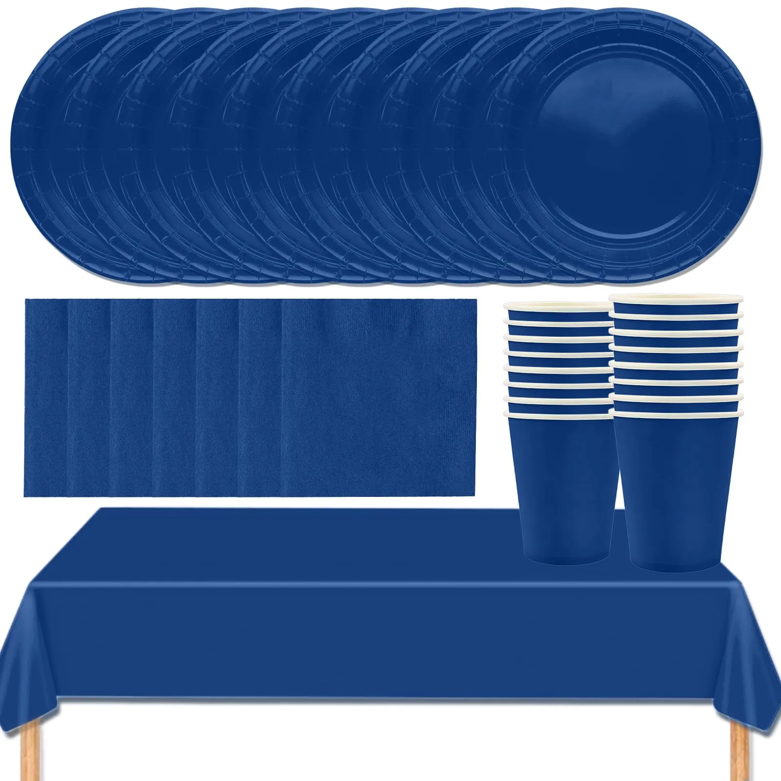 MOMAHUA Set di Stoviglie per Feste 53 Pezzi, Blu Navy - immagine 1