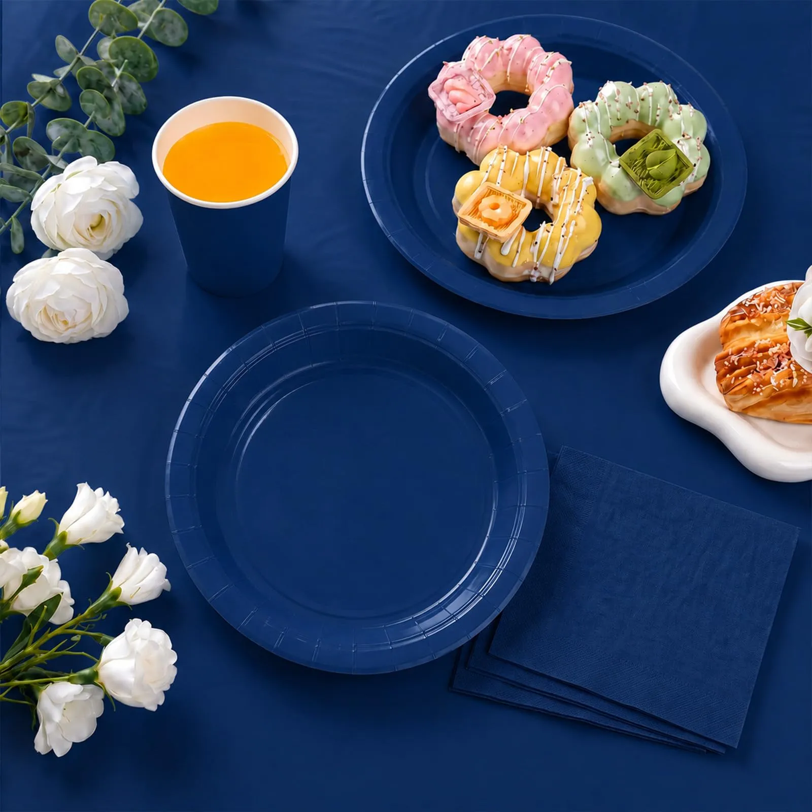 MOMAHUA Set di Stoviglie per Feste 53 Pezzi, Blu Navy - immagine 3