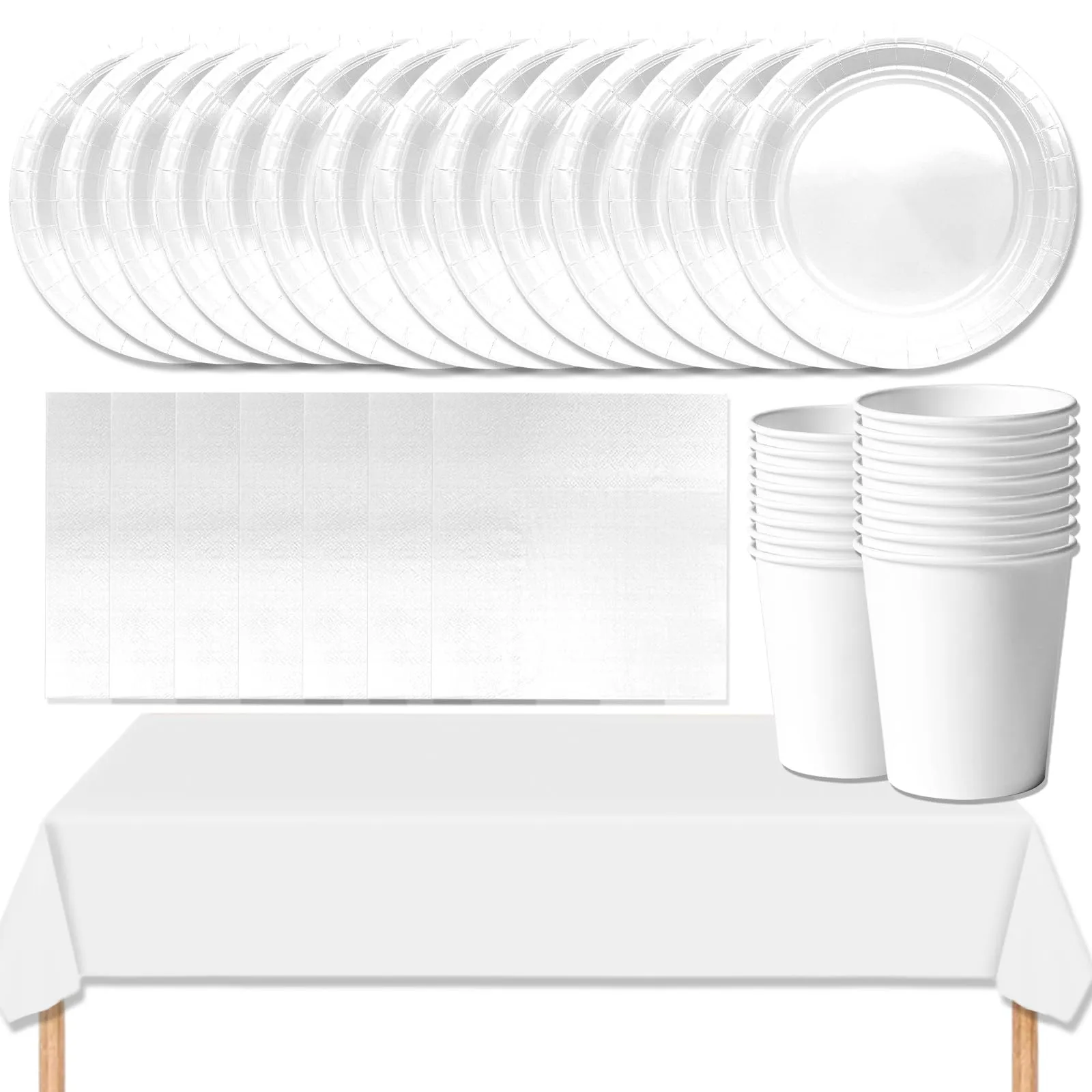MOMAHUA Set di Stoviglie per Feste 53 Pezzi, Bianco - immagine 1