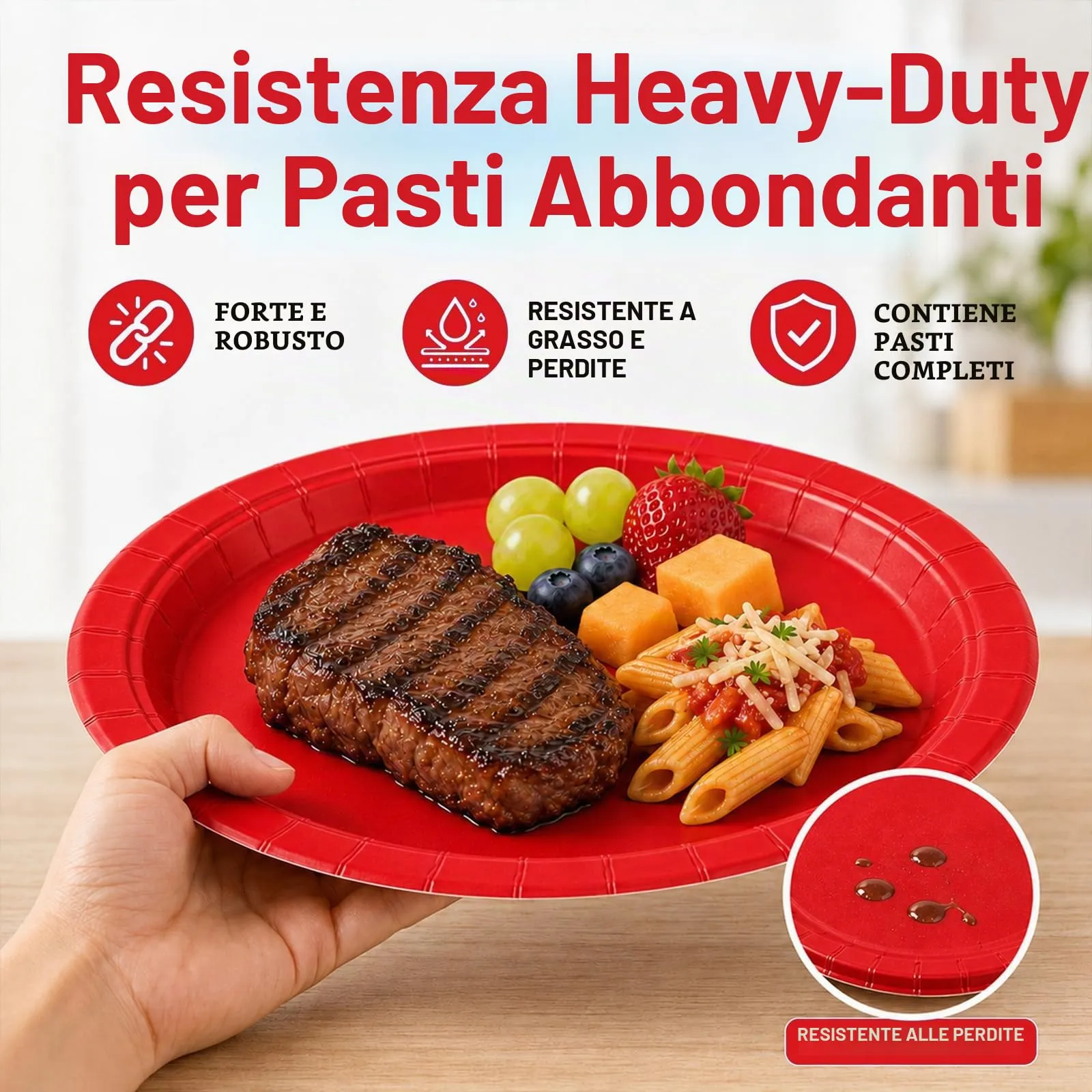 MOMAHUA Piatti di Carta Rossi, 23cm, 16 Pezzi - immagine 4