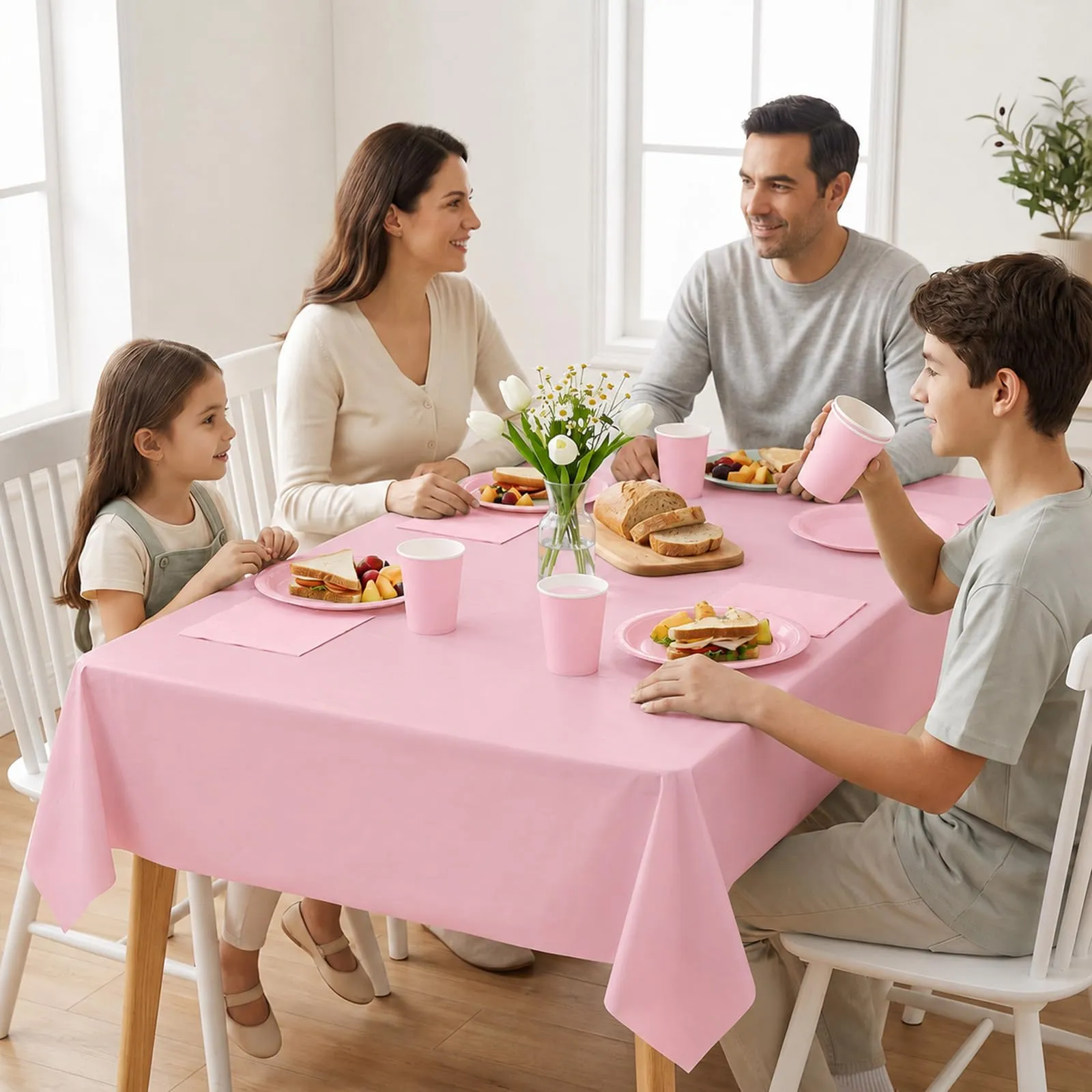 MOMAHUA Tovaglia Rosa da Tavolo per Feste, Set da 2 Pezzi - immagine 4