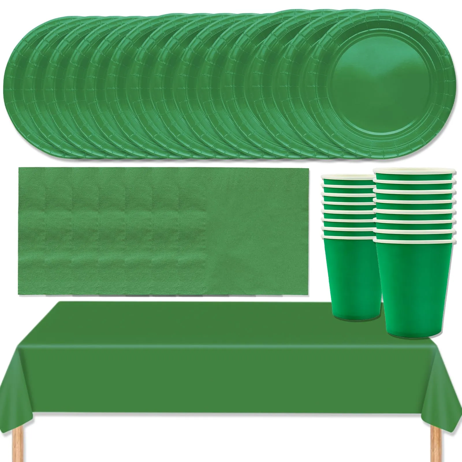 MOMAHUA Set di Stoviglie per Feste 53 Pezzi, Verde - immagine 1