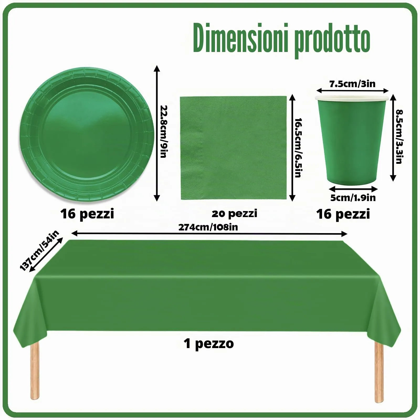 MOMAHUA Set di Stoviglie per Feste 53 Pezzi, Verde - immagine 2