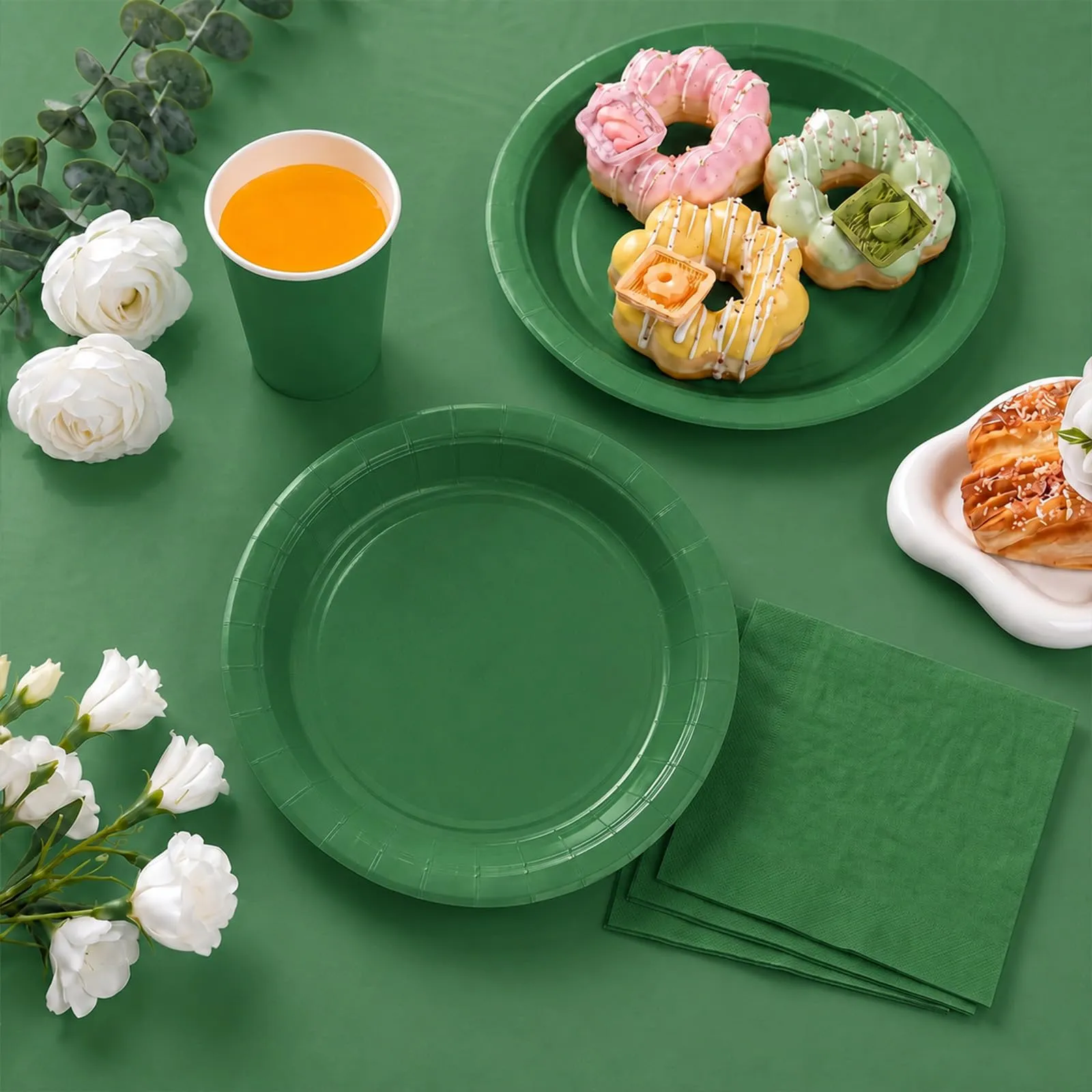 MOMAHUA Set di Stoviglie per Feste 53 Pezzi, Verde - immagine 3