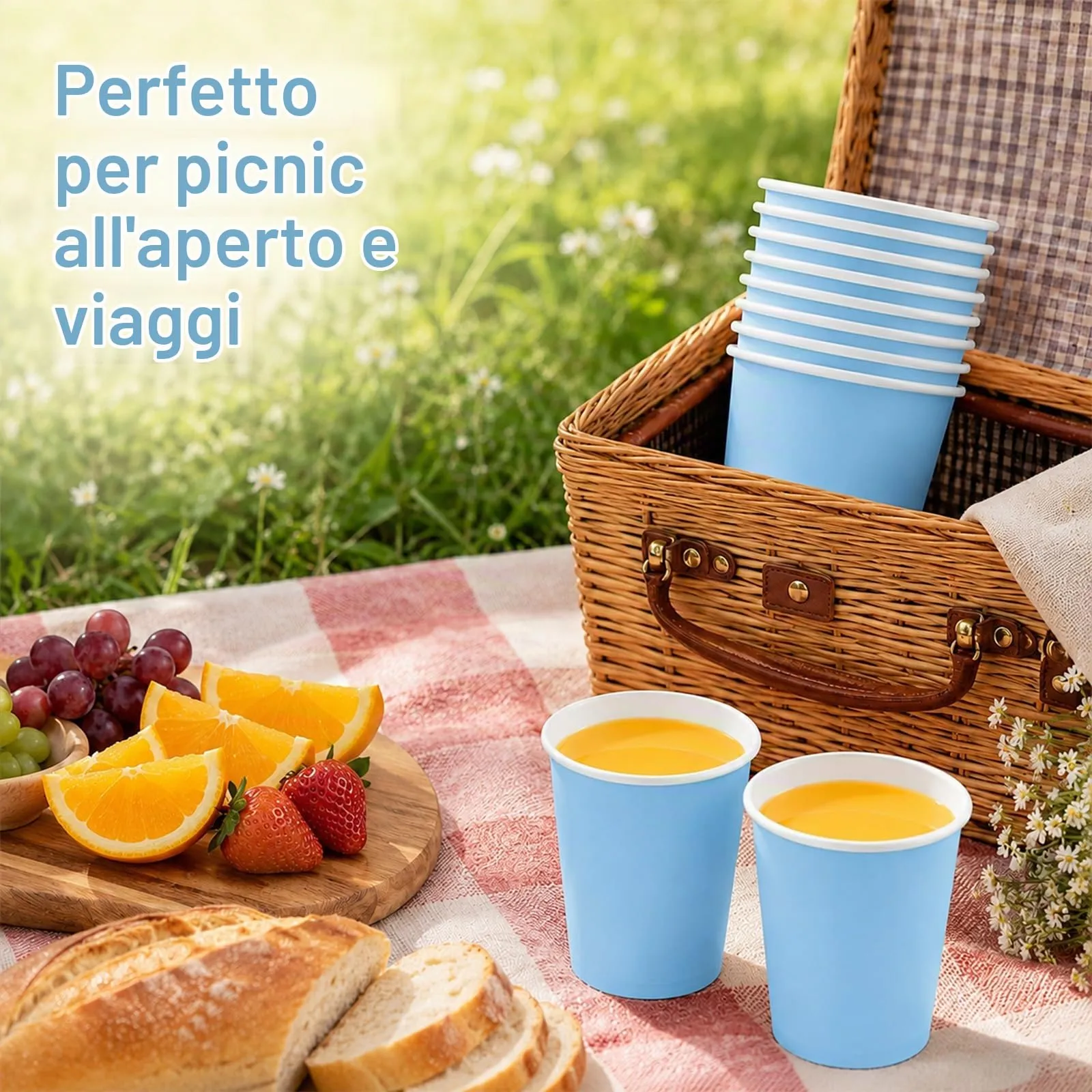 MOMAHUA Bicchieri di Carta Azzurro per Feste, Set da 16 pezzi, 250 ml - immagine 4