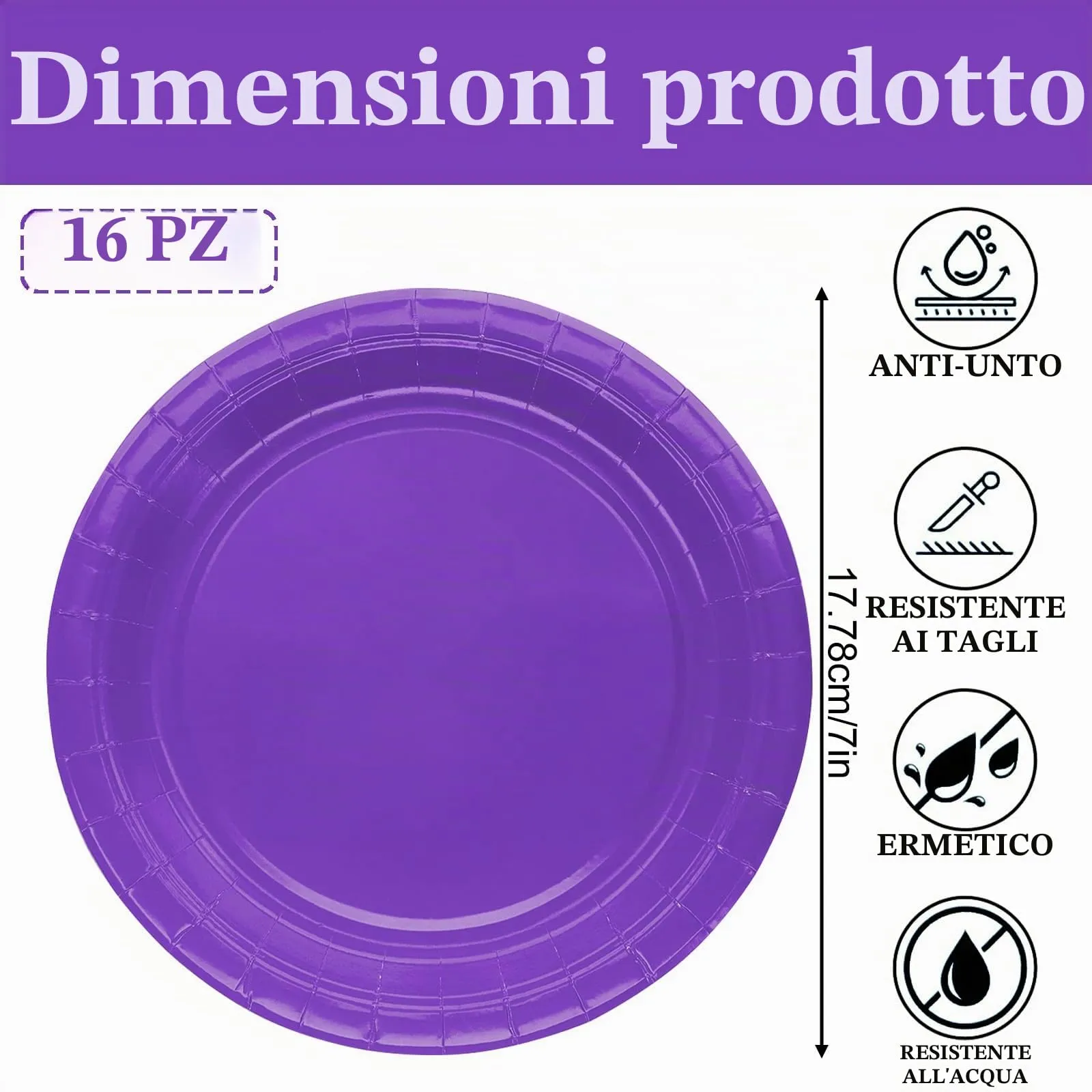 MOMAHUA Piatti di Carta Viola, 7 Pollici, 16 Pezzi - immagine 2