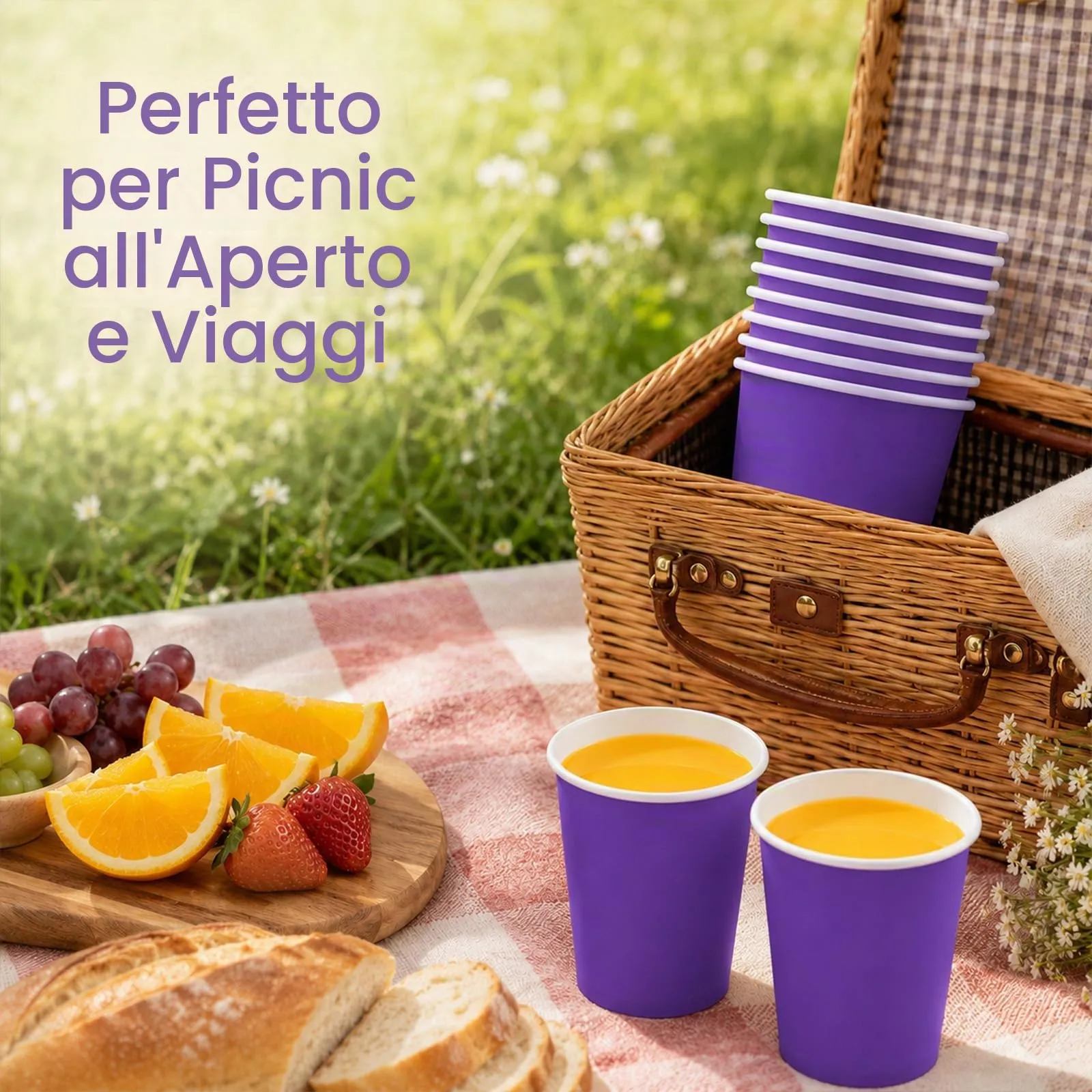 MOMAHUA Bicchieri di Carta Viola per Feste, Set da 16 pezzi, 250 ml - immagine 4