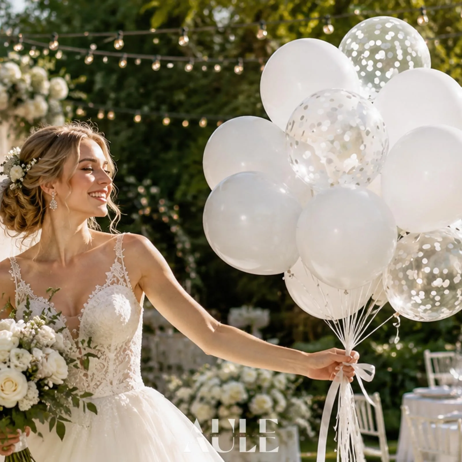AULE Palloncini Bianco Confetti, 42 Pezzi 30cm - immagine 4