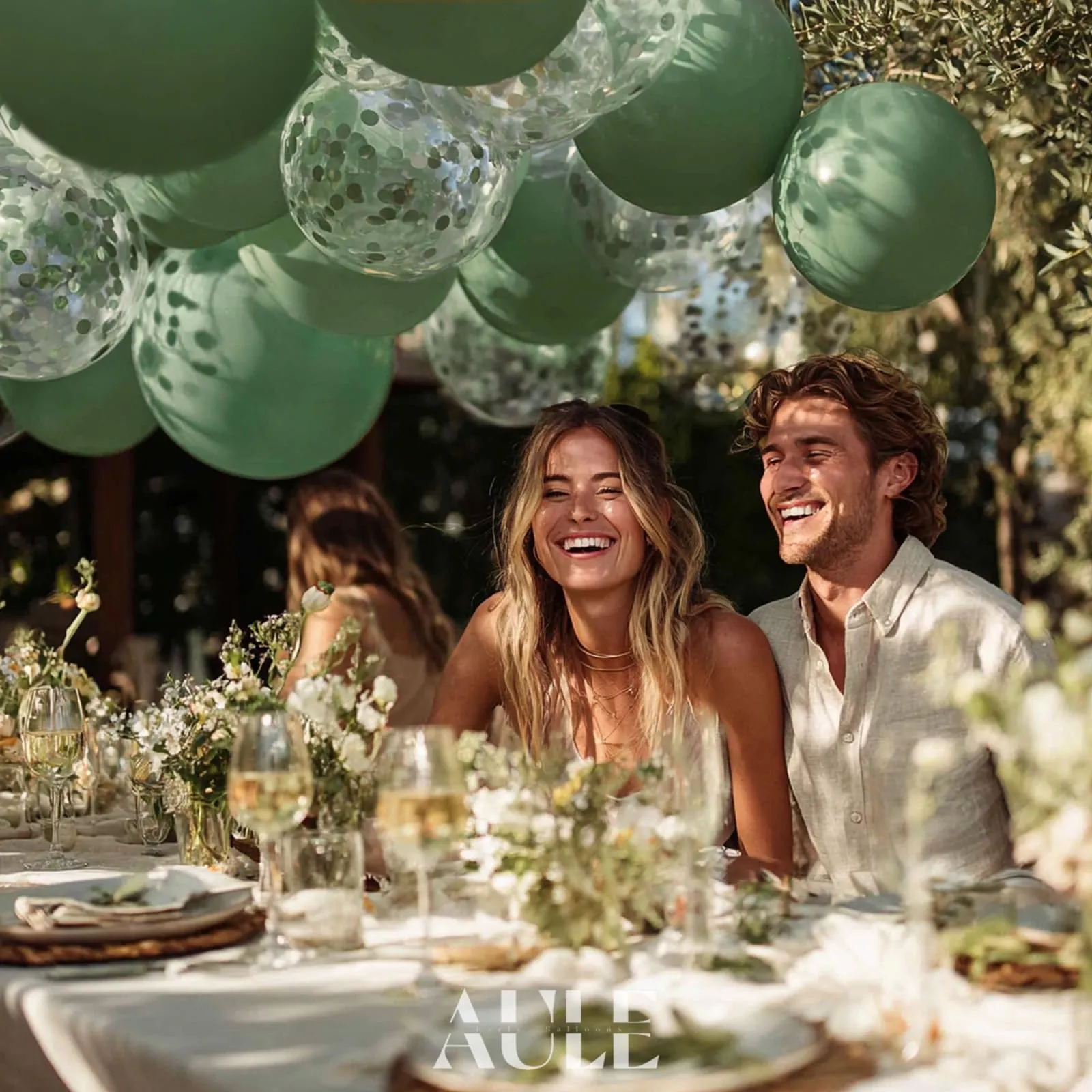AULE Palloncini Verde Salvia Confetti, 42 Pezzi, 30 cm - immagine 3
