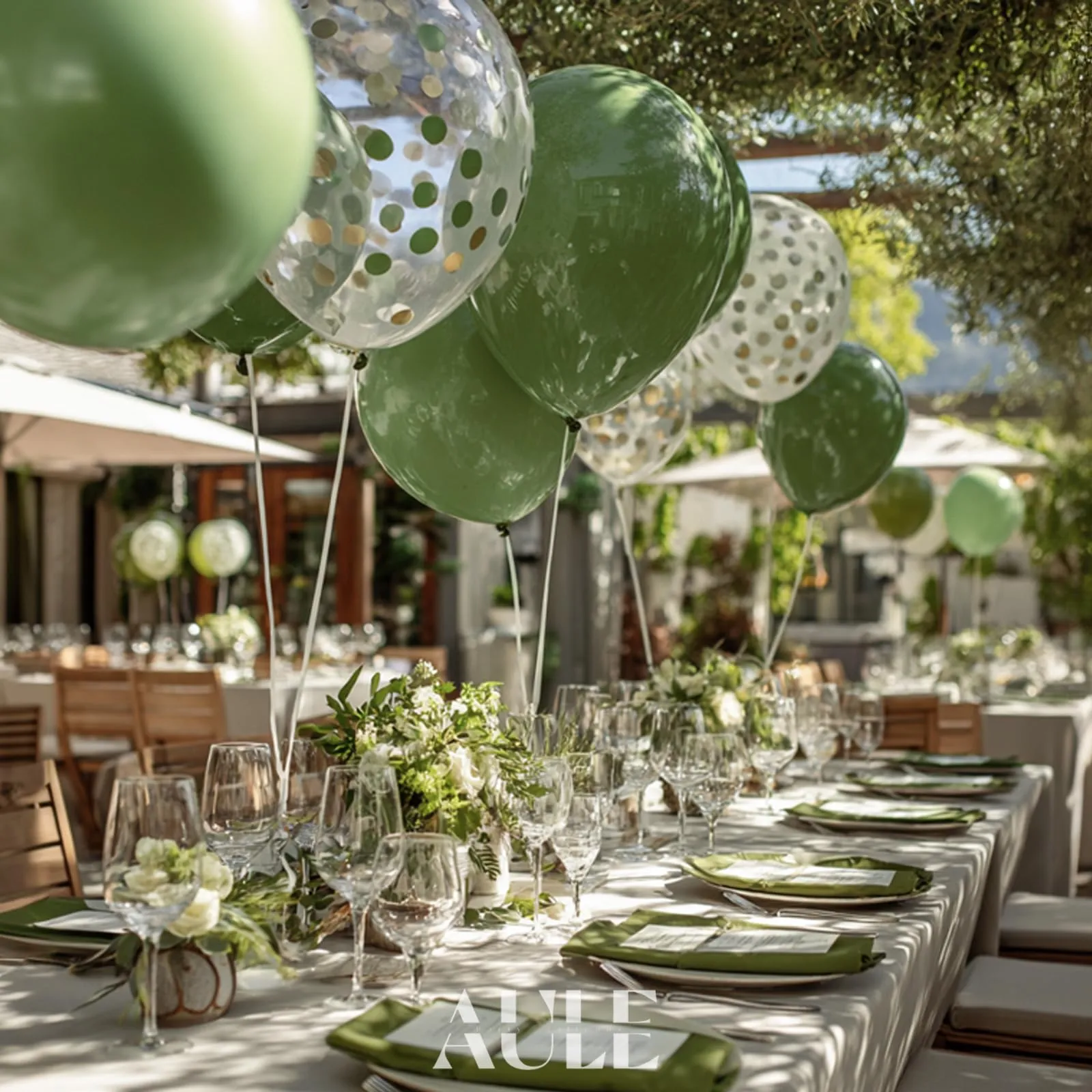 AULE Palloncini Verde Salvia Confetti, 42 Pezzi, 30 cm - immagine 4