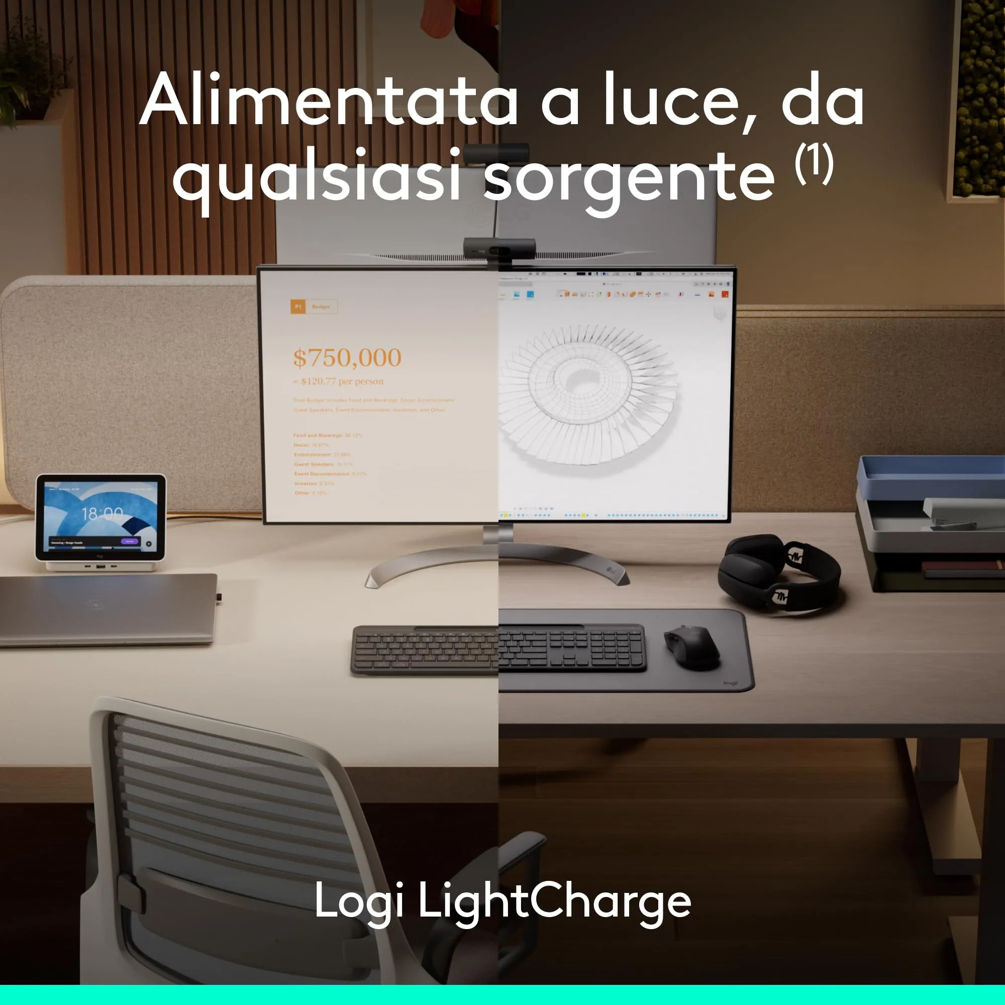 Logitech Signature Slim Solar+ K980 Business Wireless Keyboard - ITA QWERTY - immagine 2