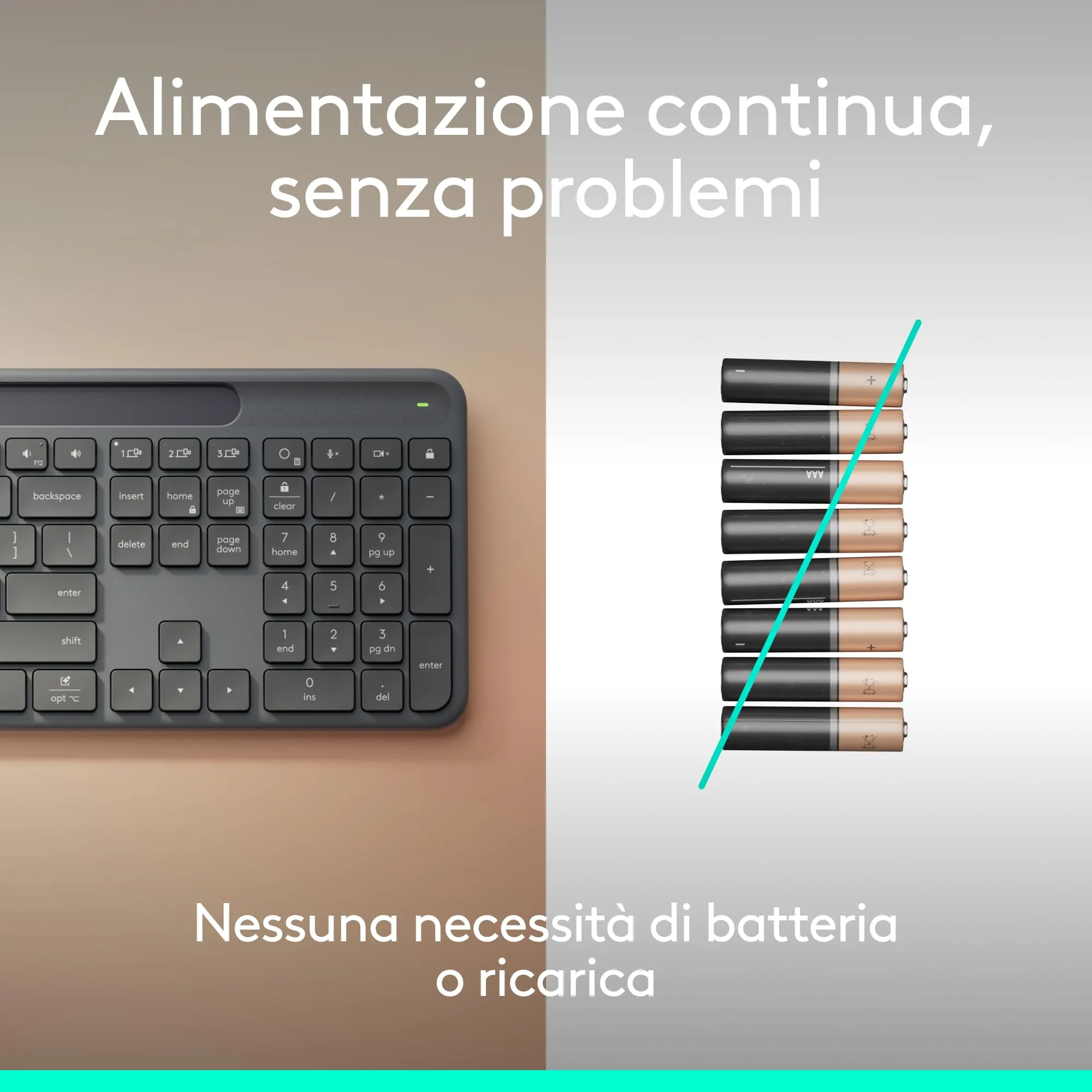 Logitech Signature Slim Solar+ K980 Business Wireless Keyboard - ITA QWERTY - immagine 3