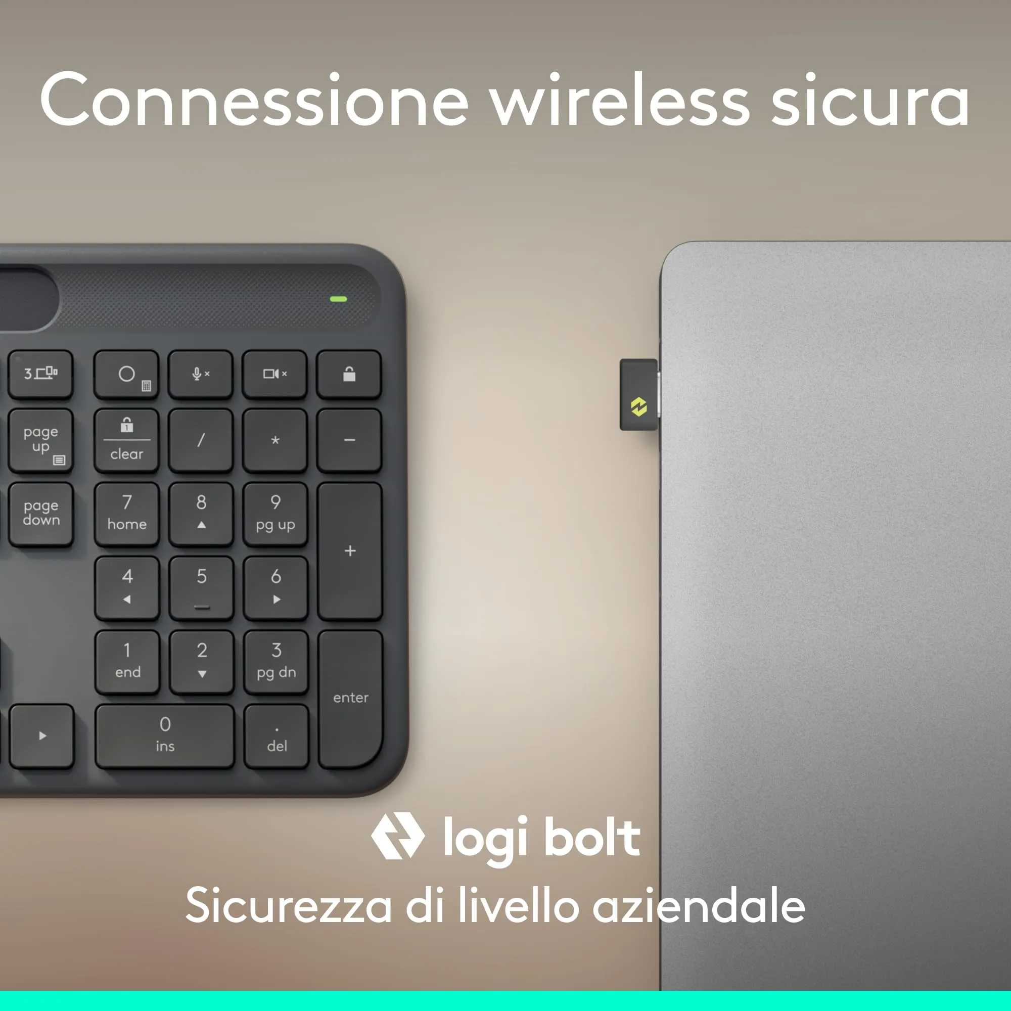 Logitech Signature Slim Solar+ K980 Business Wireless Keyboard - ITA QWERTY - immagine 5
