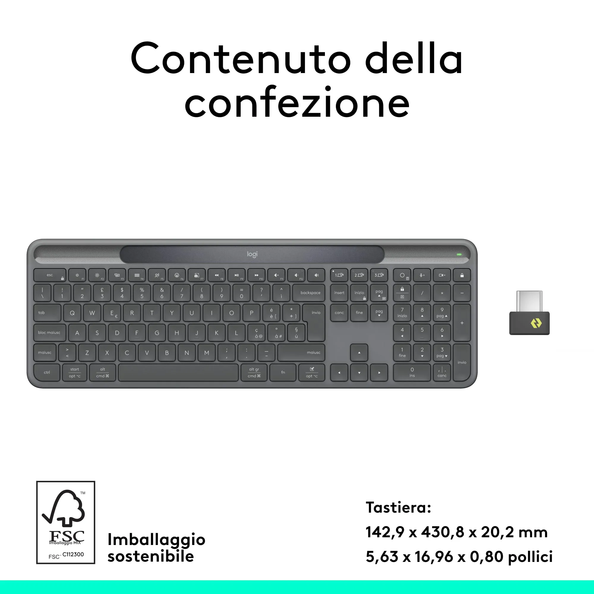Logitech Signature Slim Solar+ K980 Business Wireless Keyboard - ITA QWERTY - immagine 9