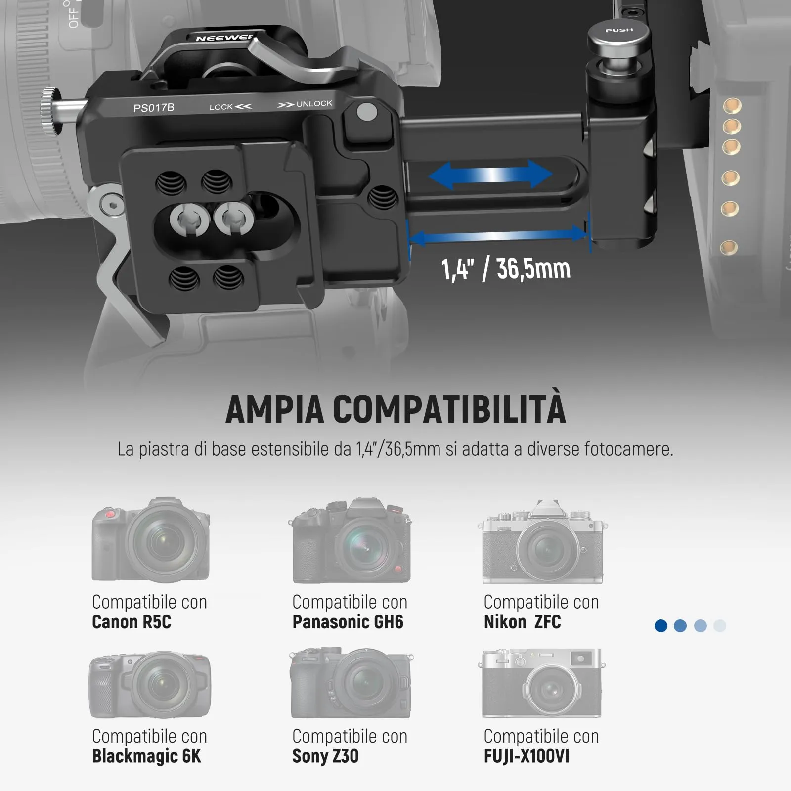 NEEWER Piastra Batteria V Mount Modulare con Piastre QR Tipo Arca e Supporto Powerbank per PS099E, Compatibile con DJI RS4 RS3, PS017B - immagine 6