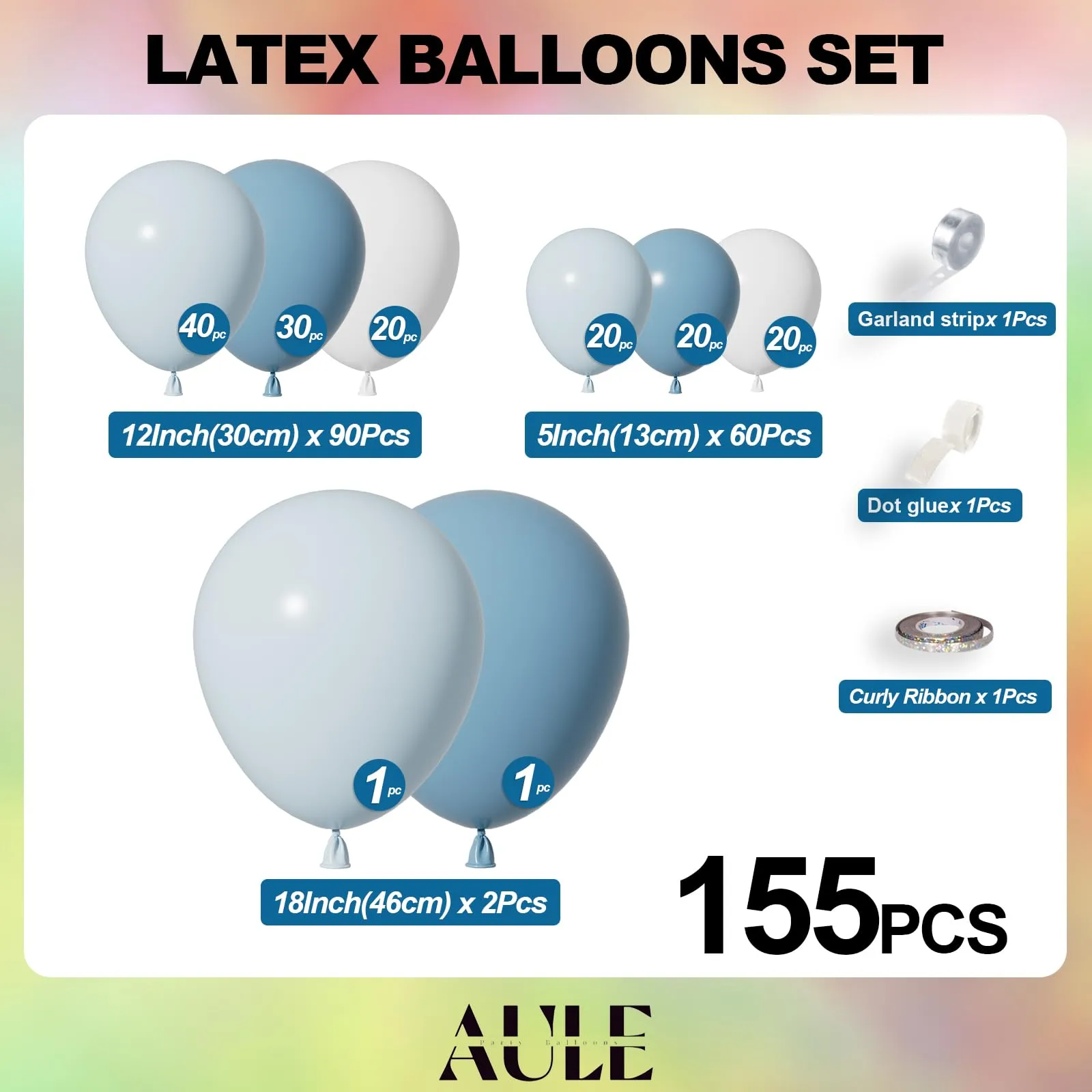 AULE Kit Arco Palloncini Blu, 155 Pezzi Set Ghirlanda Palloncino - immagine 2
