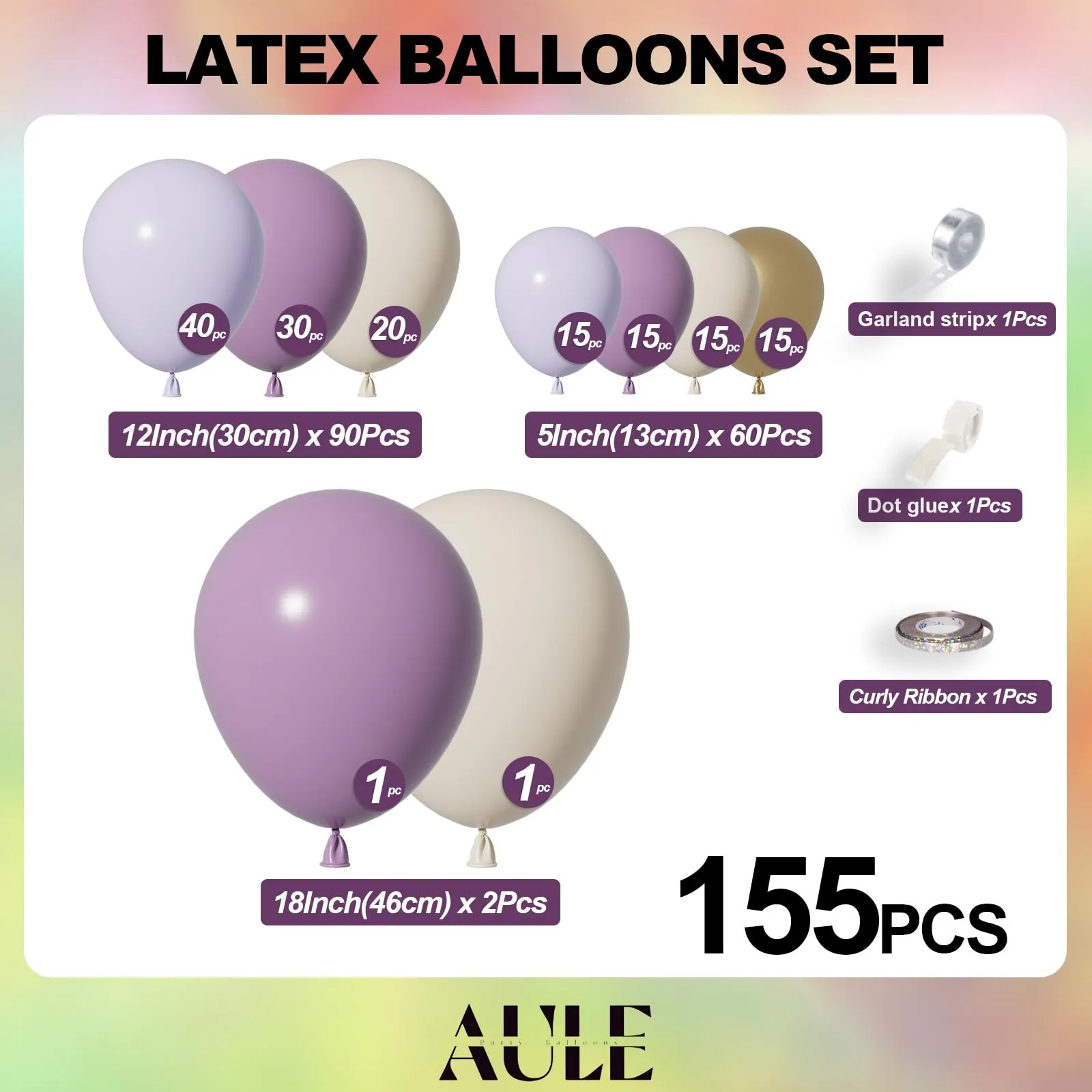 AULE Kit Arco Palloncini Viola, 155 Pezzi Set Ghirlanda Palloncino - immagine 2