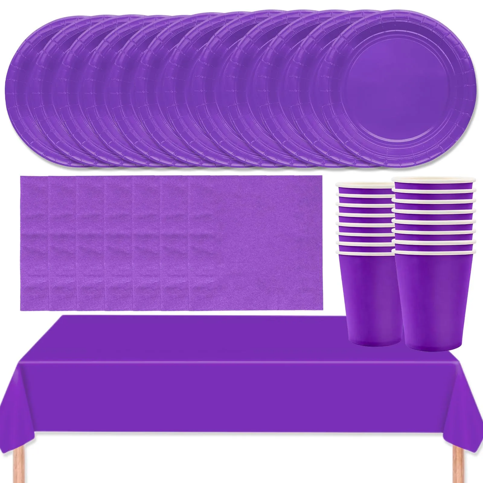 MOMAHUA Set di Stoviglie per Feste 53 Pezzi, Viola - immagine 1