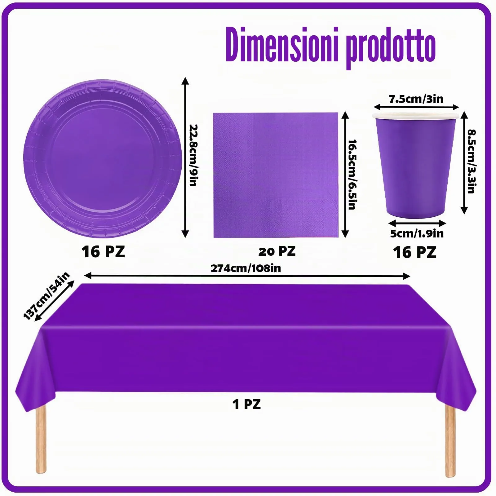 MOMAHUA Set di Stoviglie per Feste 53 Pezzi, Viola - immagine 2
