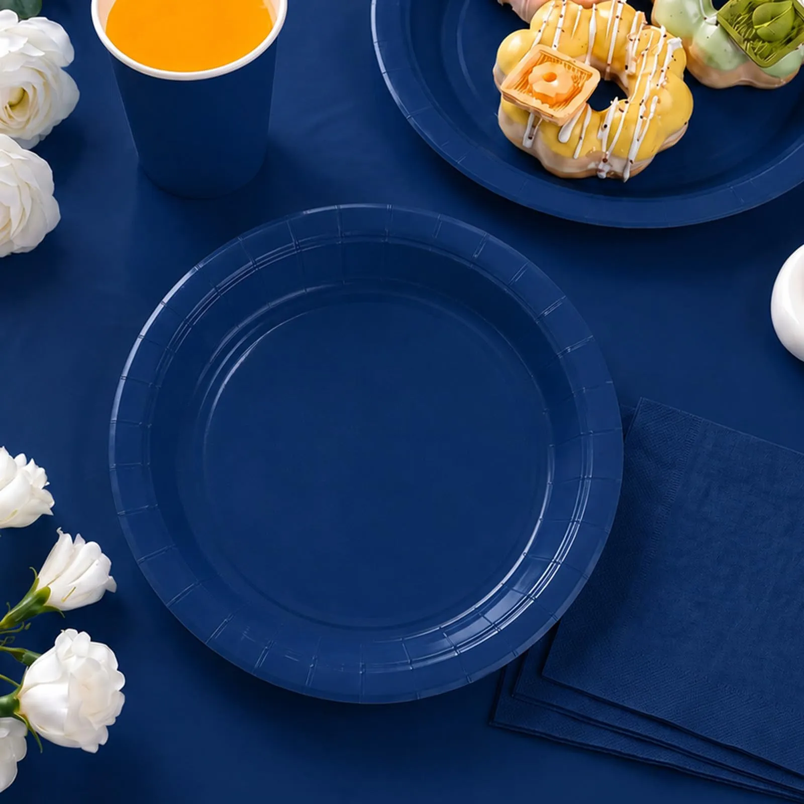 MOMAHUA Piatti di Carta Blu Navy, 23cm/9 Pollici, Set da 16 Pezzi - immagine 3