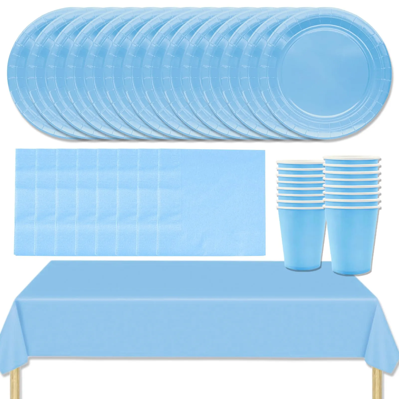MOMAHUA Set di Stoviglie per Feste 53 Pezzi, Azzurro Chiaro - immagine 1