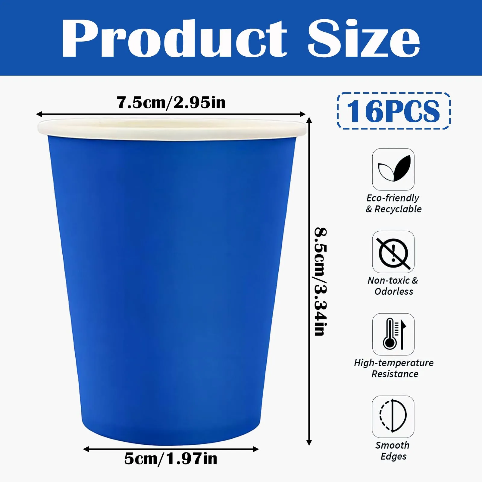MOMAHUA 16 Bicchieri di Carta Blu per Feste, 250 ml - immagine 2