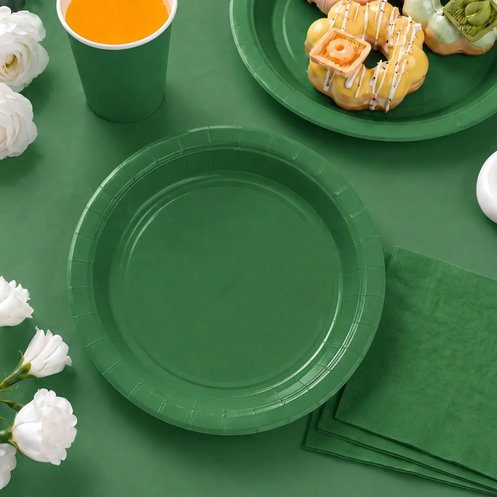 MOMAHUA Piatti di Carta Verde, 23cm, Set da 16 Pezzi - immagine 3
