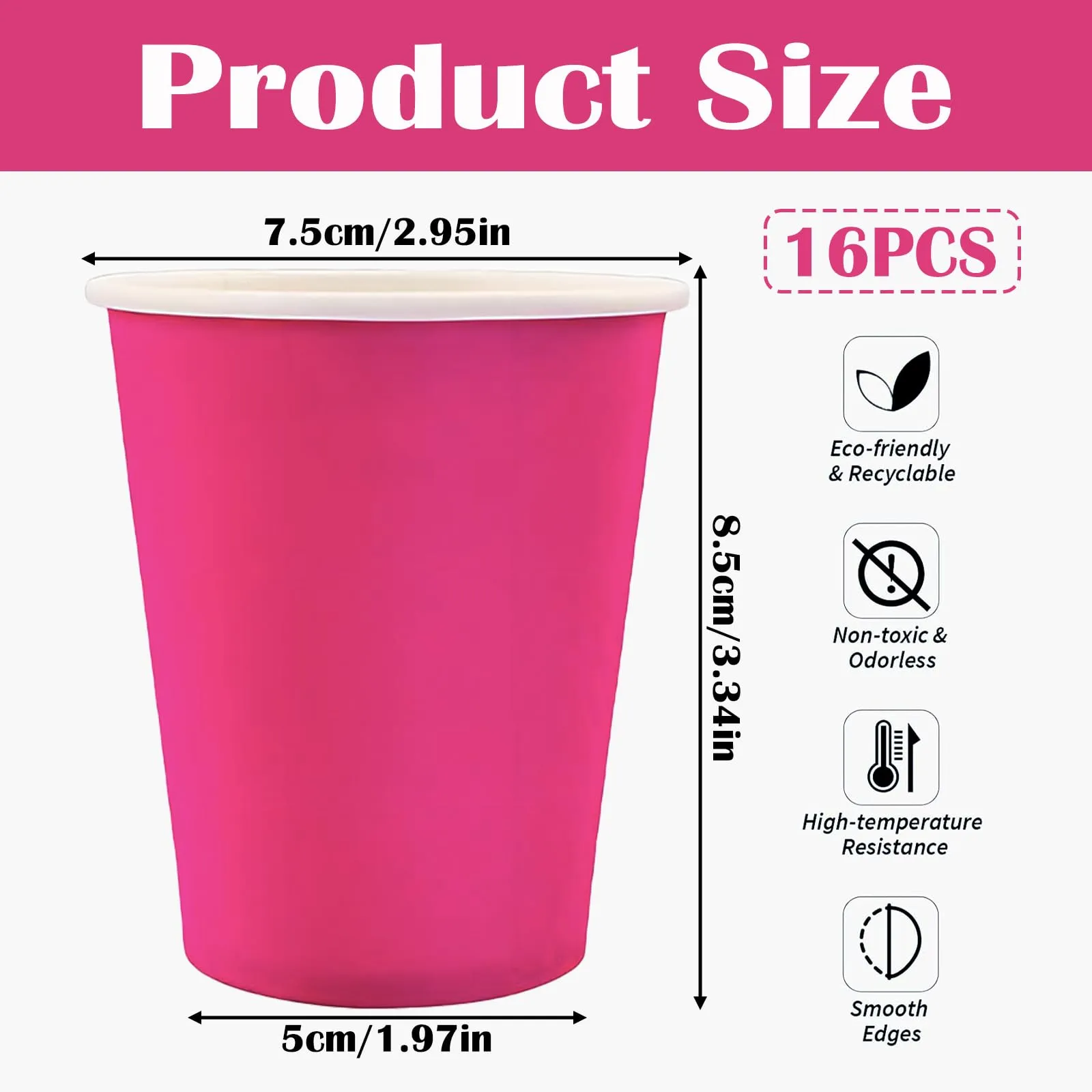 MOMAHUA 16 Bicchieri di Carta Fucsia per Feste, 250 ml - immagine 2