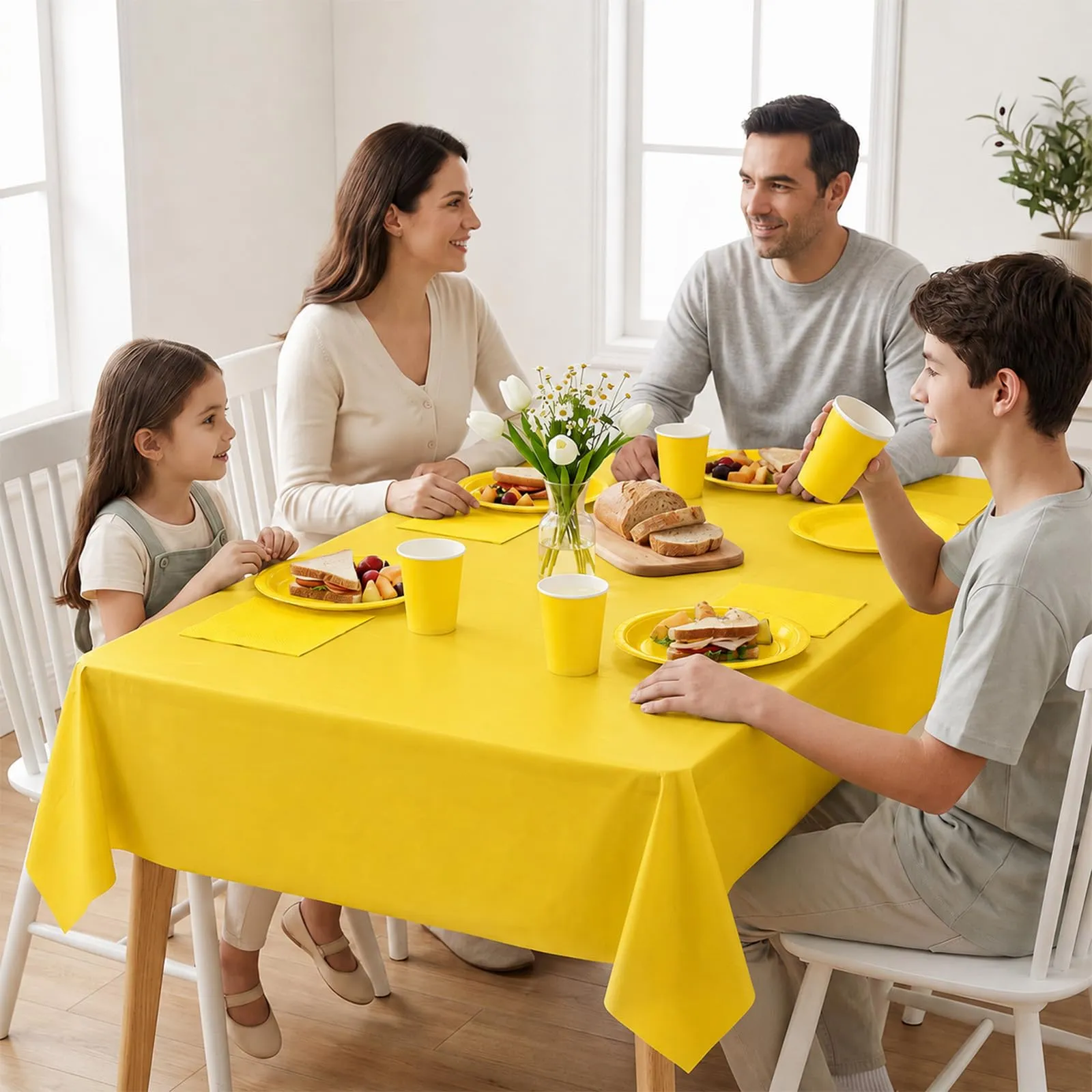 MOMAHUA Tovaglia Gialla per Feste e Compleanni, Set da 2 Pezzi - immagine 4