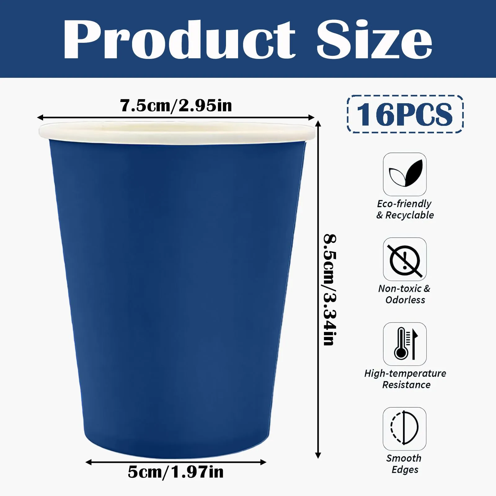 MOMAHUA 16 Bicchieri di Carta Blu Navy per Feste, 250 ml - immagine 2