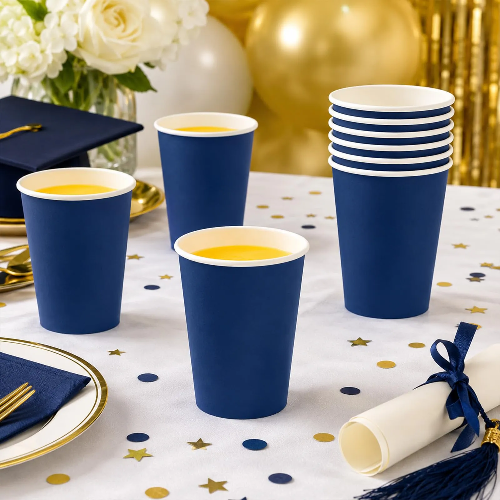 MOMAHUA 16 Bicchieri di Carta Blu Navy per Feste, 250 ml - immagine 5