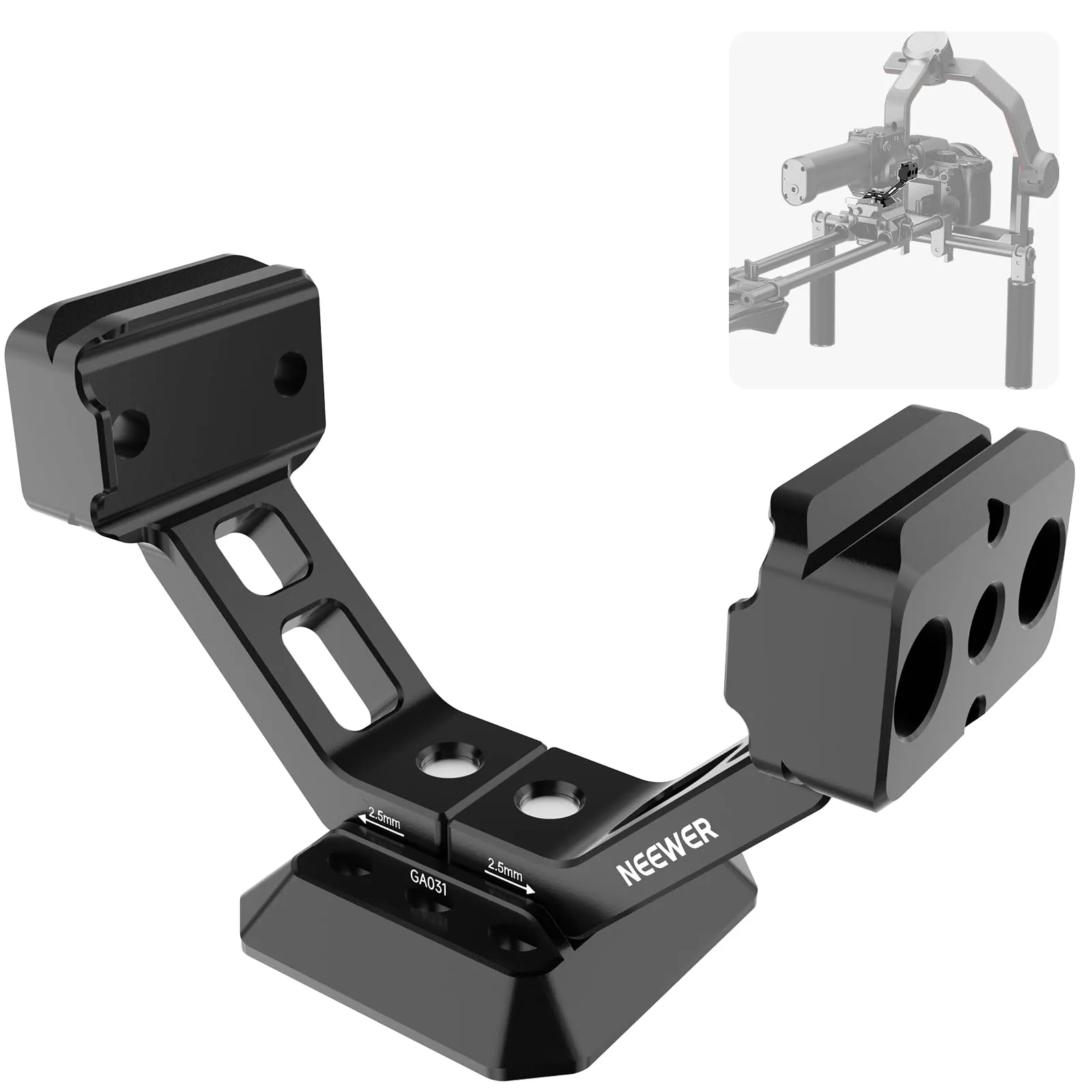 NEEWER Supporto Gimbal per DJI RS5, RS4, RS4 Pro, RS3, RS3 Pro, Adattatore Stabilizzatore con Sgancio Rapido Arca e Guida NATO, GA031 - immagine 1