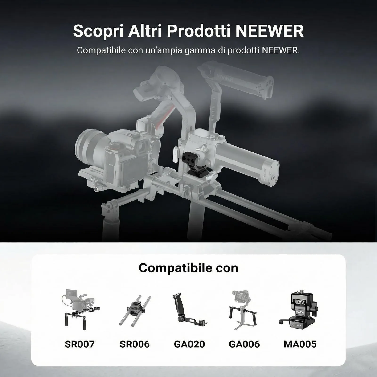 NEEWER Supporto Gimbal per DJI RS5, RS4, RS4 Pro, RS3, RS3 Pro, Adattatore Stabilizzatore con Sgancio Rapido Arca e Guida NATO, GA031 - immagine 5