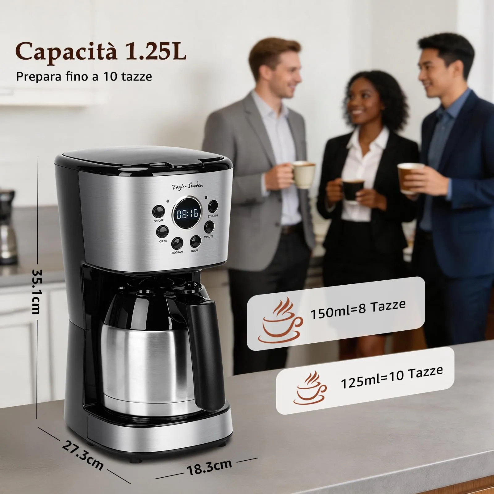 Taylor Swoden Macchina Caffè Americano con Caraffa Termica, Programmabile 24H - immagine 10