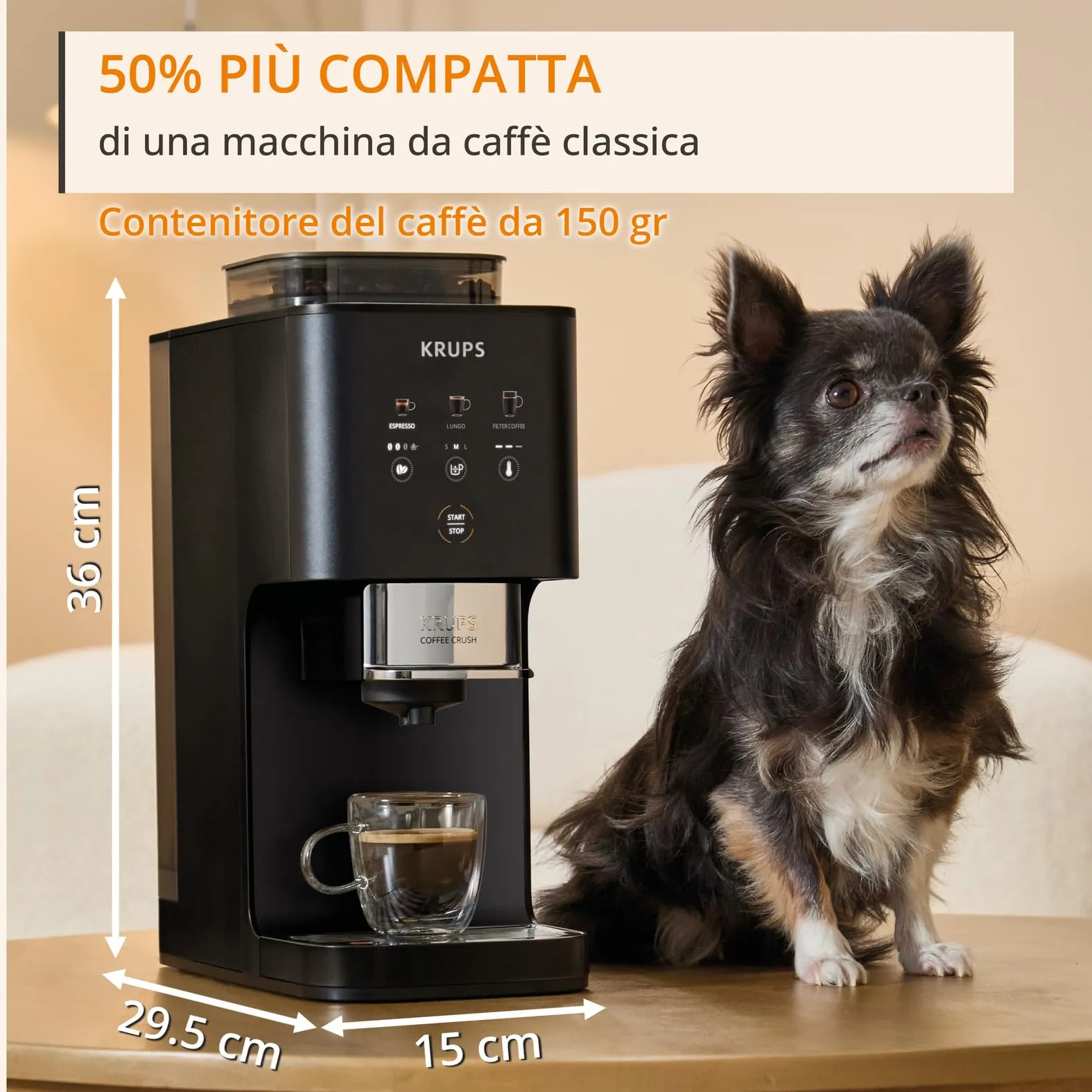 Krups Coffee Crush Extra Macchina da Caffè Automatica, Nero, SA4028 - immagine 5
