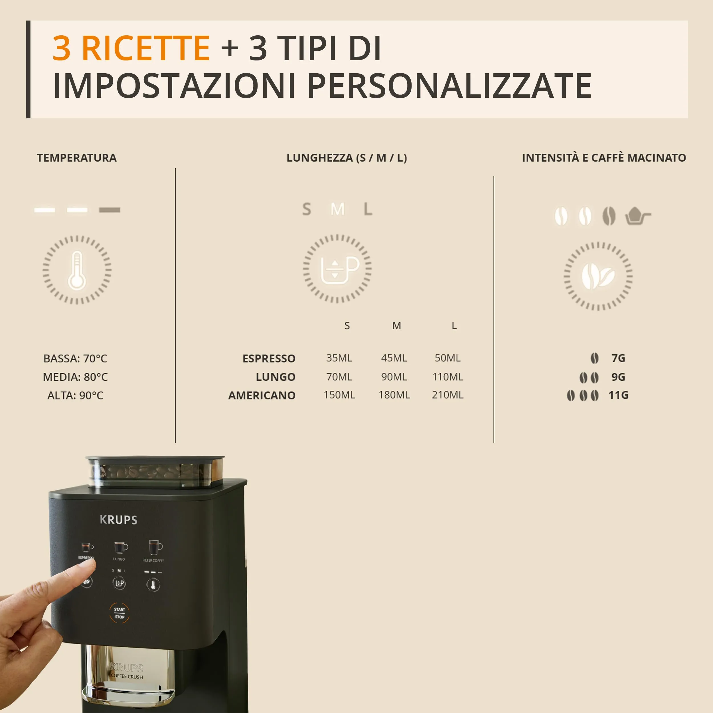Krups Coffee Crush Extra Macchina da Caffè Automatica, Nero, SA4028 - immagine 7