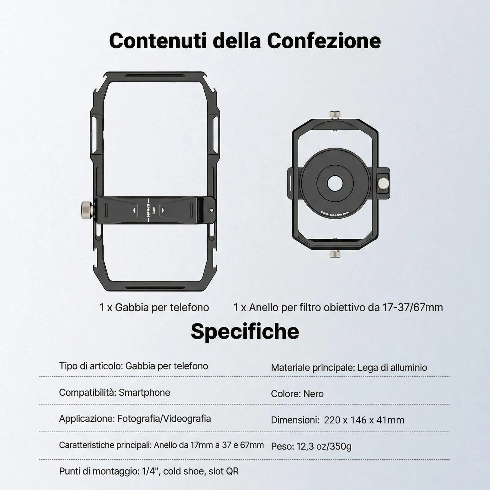 NEEWER Stabilizzatore Video Rig Gabbia per Smartphone, PA058 - immagine 8