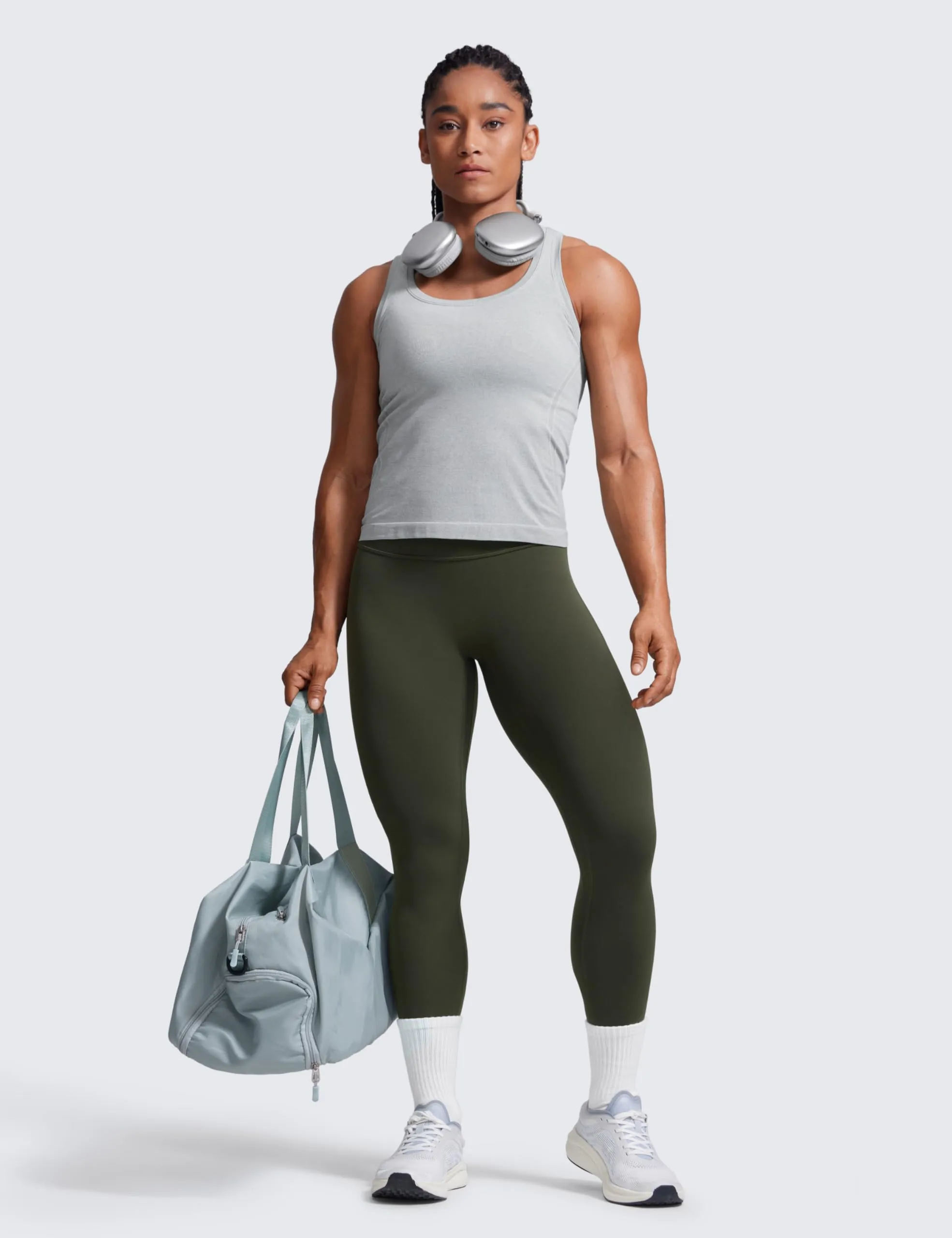 CRZ YOGA Secretsculpt Pilates Leggings, 71cm, Verde Oliva, 40 - immagine 3