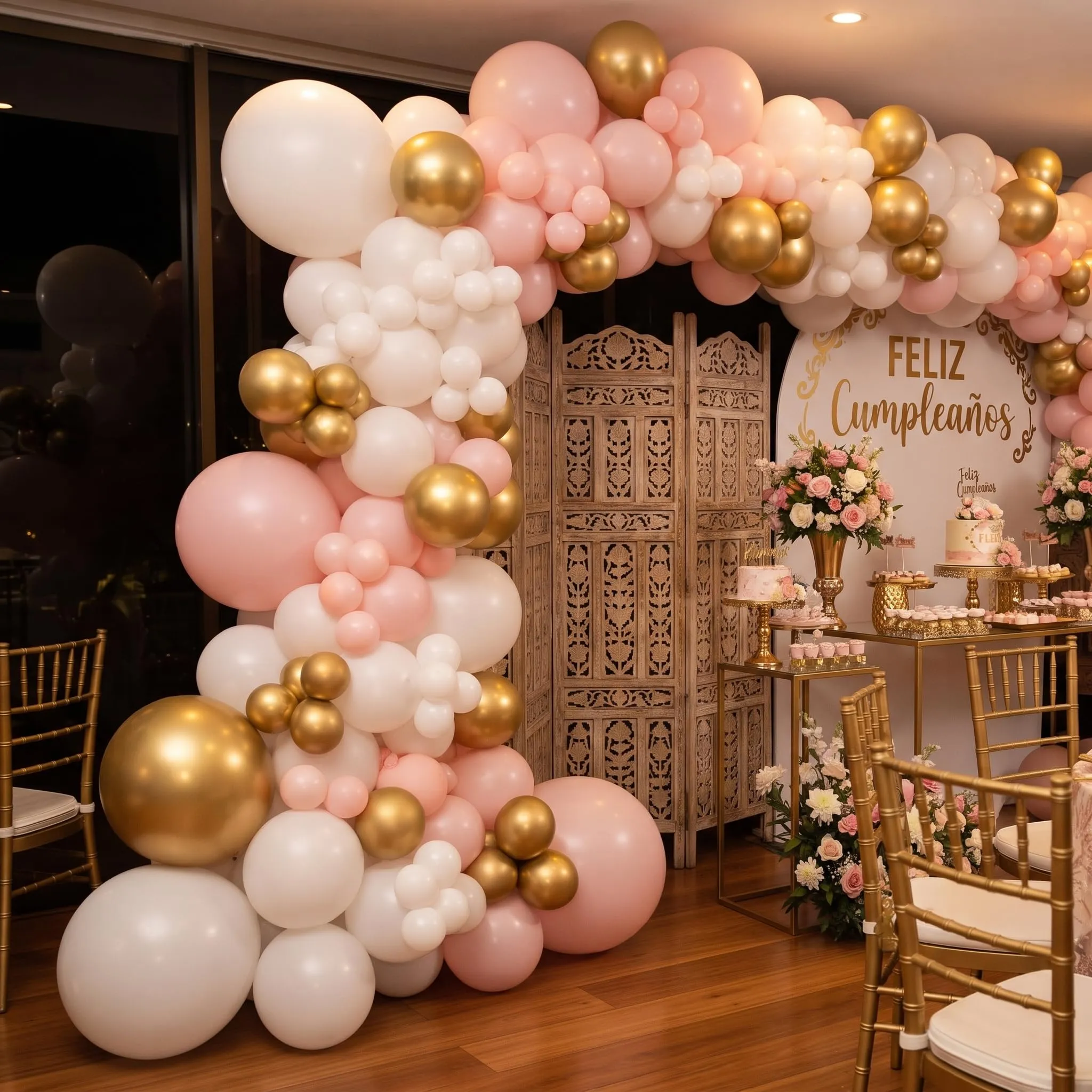 Netnology Kit Arco Palloncini Rosa Oro Bianchi, 113 Pezzi - immagine 4