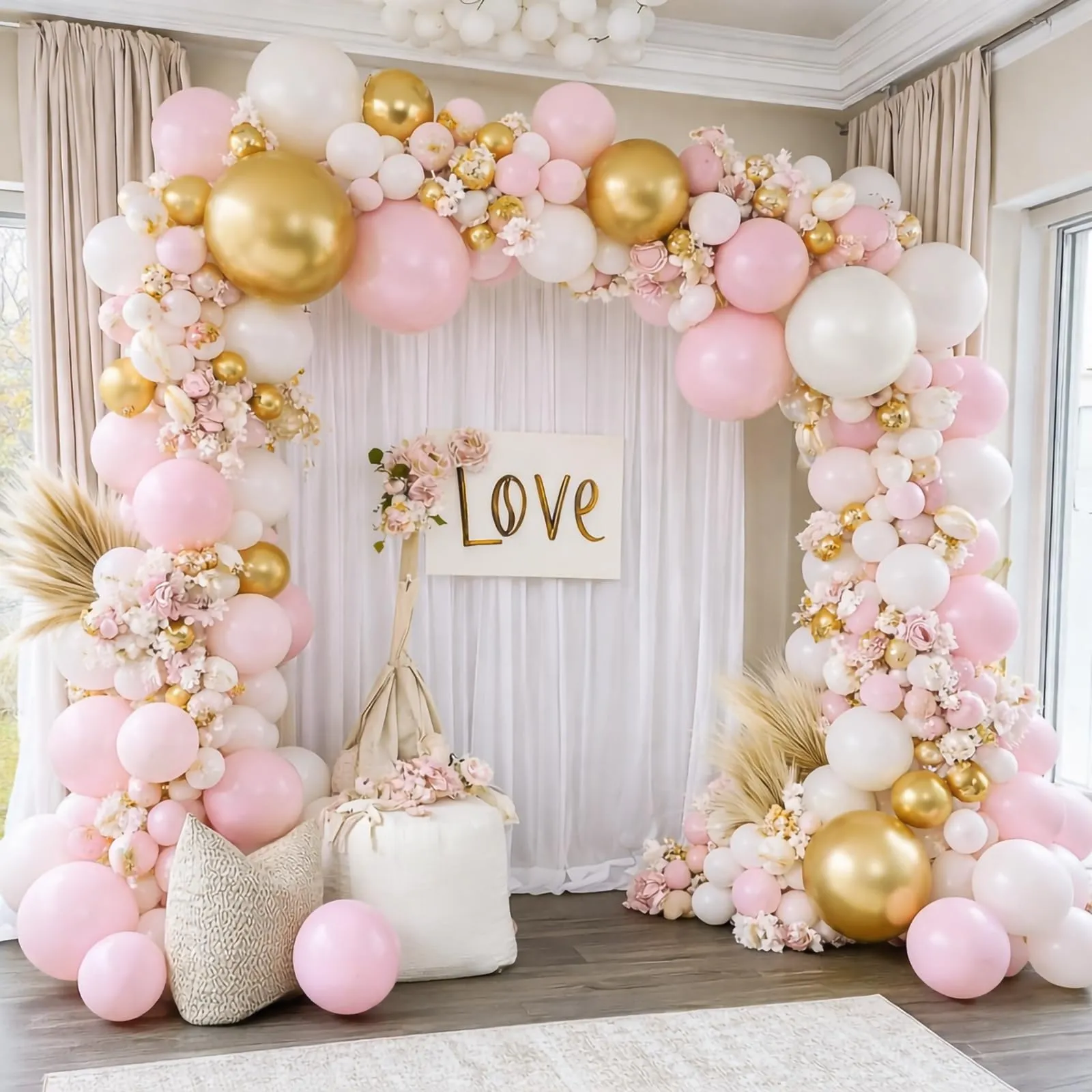 Netnology Kit Arco Palloncini Rosa Oro Bianchi, 113 Pezzi - immagine 6