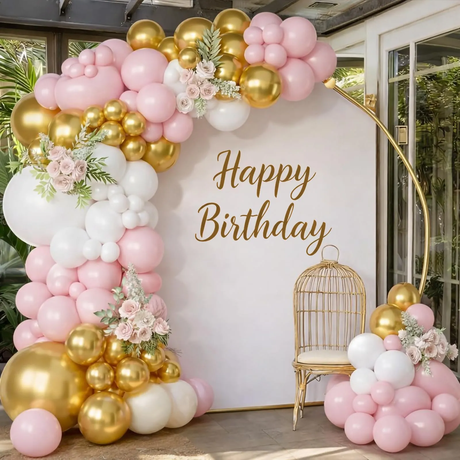 Netnology Kit Arco Palloncini Rosa Oro Bianchi, 113 Pezzi - immagine 8