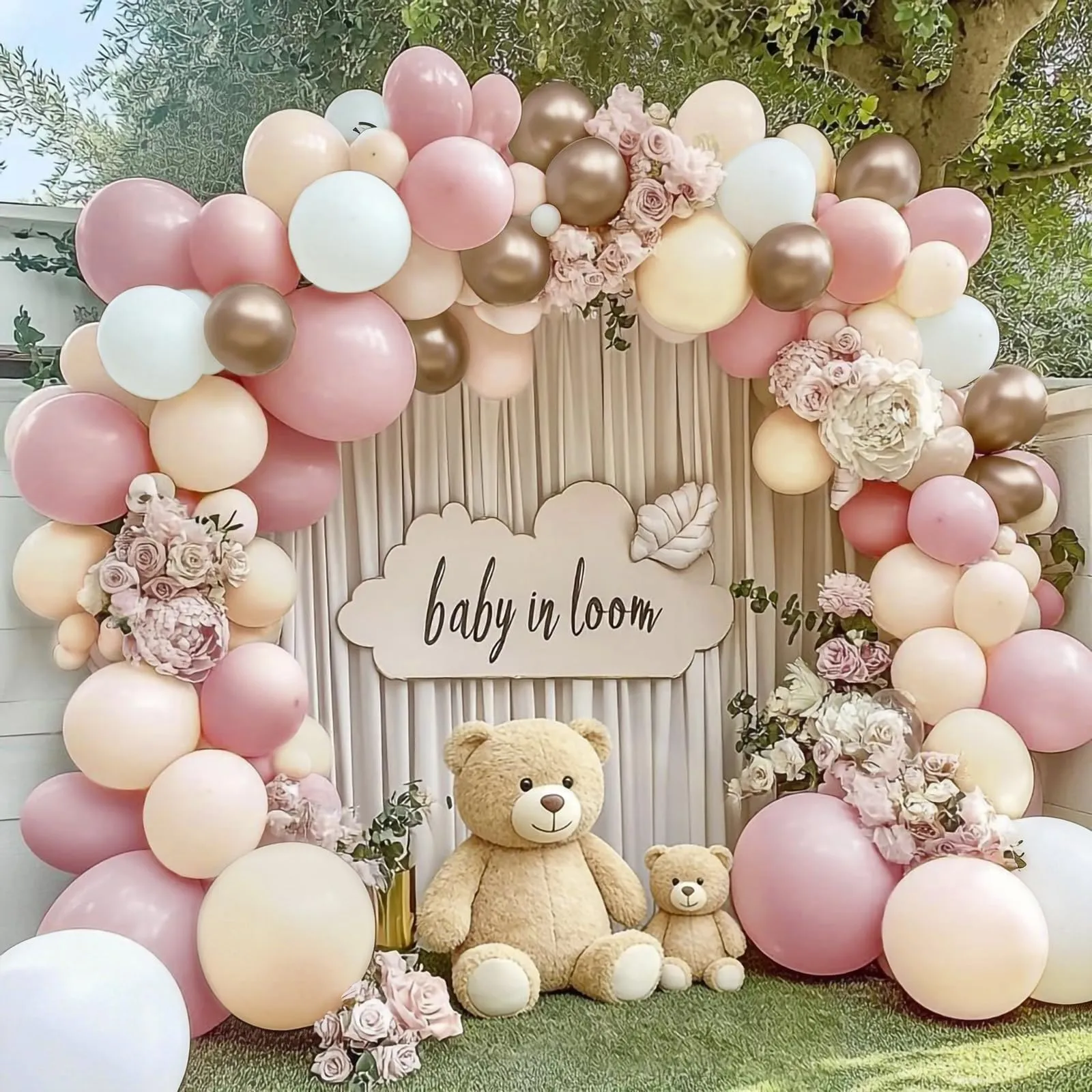 Netnology Kit Arco per Palloncini Oro Rosa, Bianchi e Nudo - 113 Pezzi - immagine 5