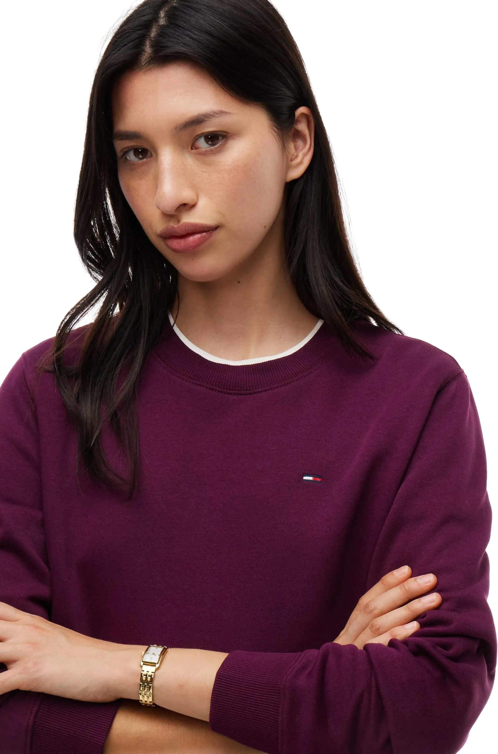 Tommy Jeans Women Tjw Reg S Flag Crew Pullover Sweatshirt DW0DW19959, Purple (Calypso Berry), XL - immagine 3