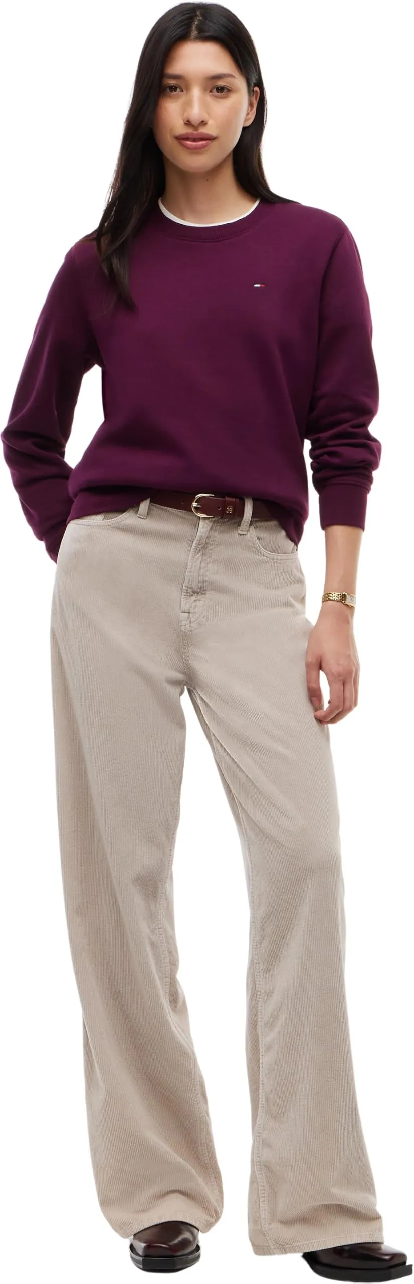 Tommy Jeans Women Tjw Reg S Flag Crew Pullover Sweatshirt DW0DW19959, Purple (Calypso Berry), XL - immagine 4