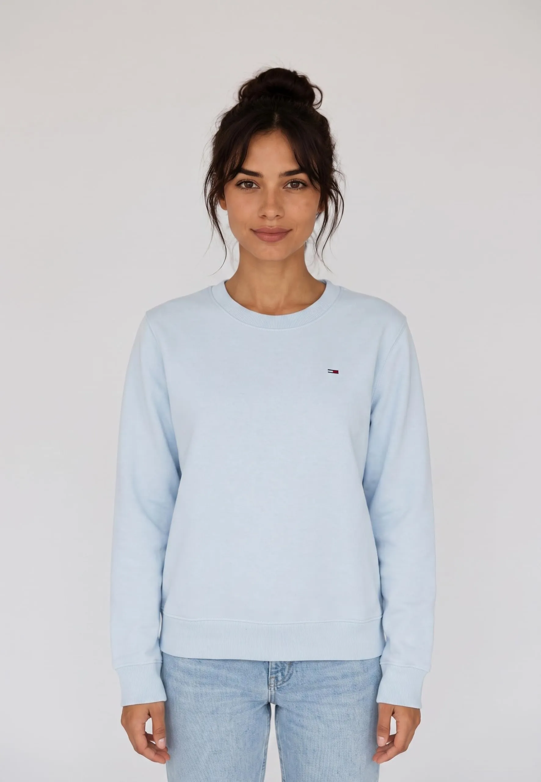 Tommy Jeans Tjw Reg S Flag Crew Pullover Donna DW0DW19959, Blu Trasparente, XS - immagine 3