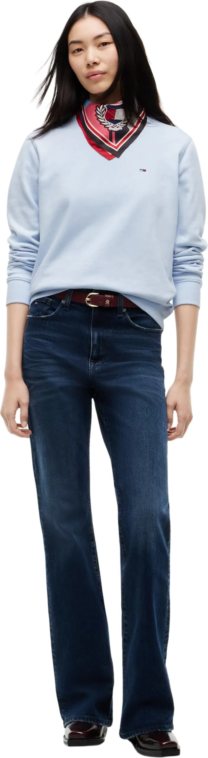 Tommy Jeans Tjw Reg S Flag Crew Felpa da Donna DW0DW19959 Blu Velato, M - immagine 6