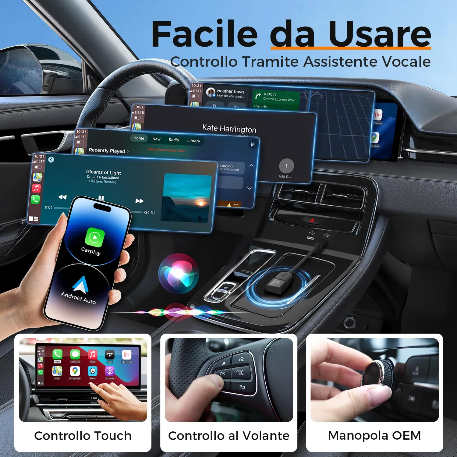 VOSFEEL Adattatore Wireless 2 in 1 per CarPlay e Android Auto, Mini, 2026 - immagine 3