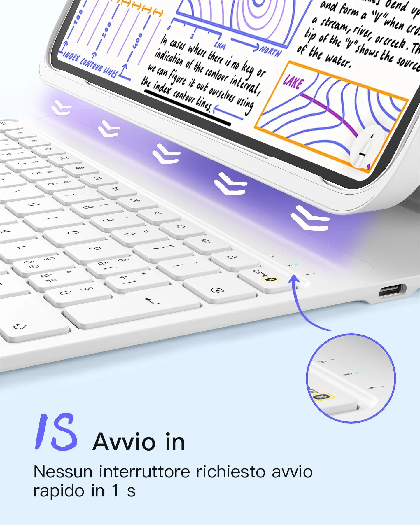 Inateck Custodia Tastiera per iPad A16, 10a Gen, 11 pollici, 427g - immagine 4